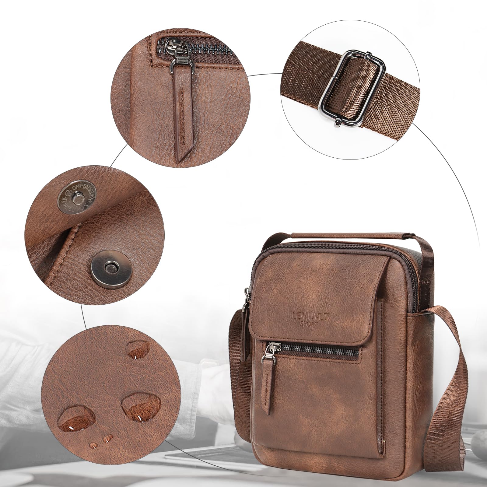 Leather Crossbody Bag for Men - Small & Medium Shoulder Bag, Messenger Satchel Purse - Perfect for Work, Travel & Daily Use
