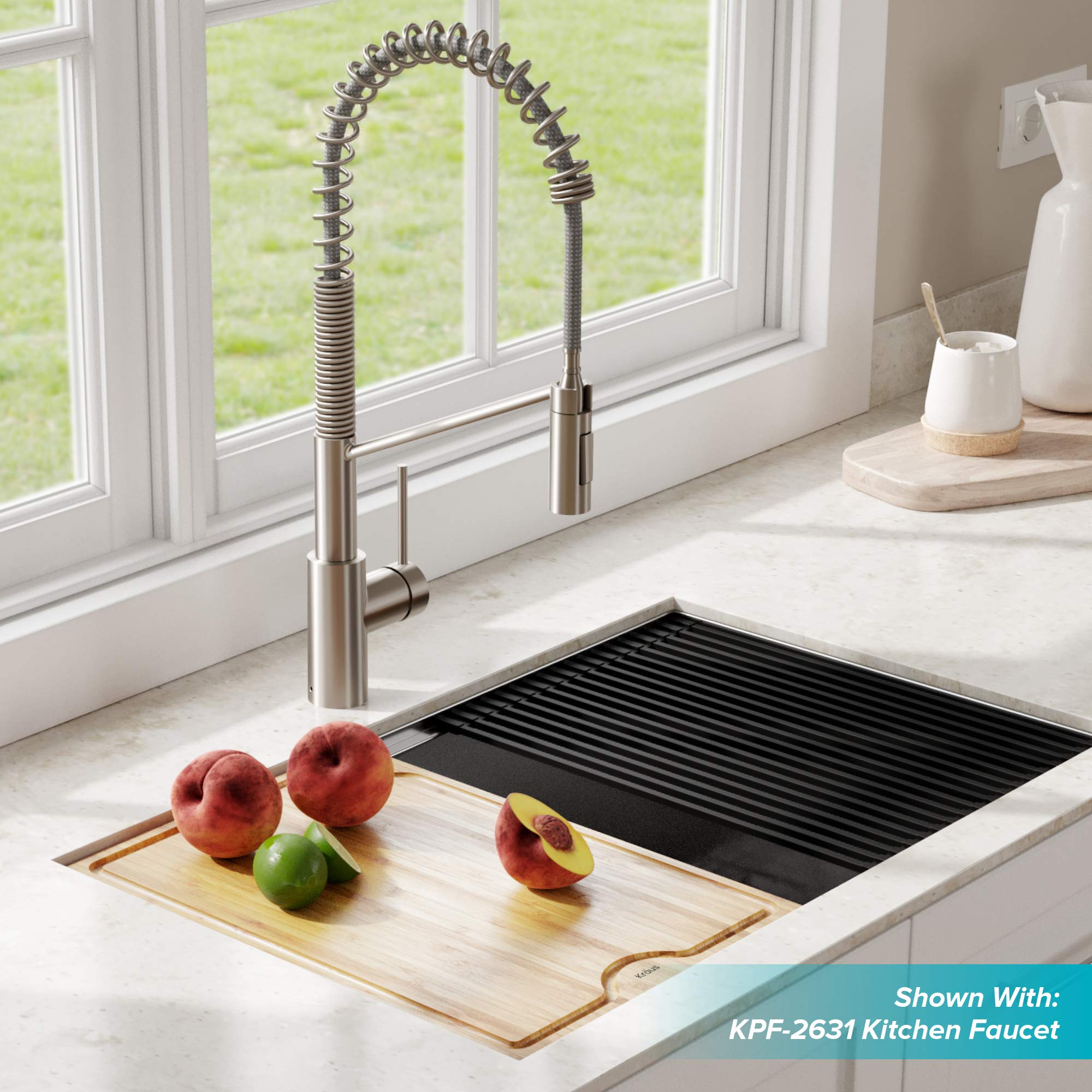 KRAUS Kore™ 30-inch Undermount 16 Gauge Single Bowl Stainless Steel Kitchen Sink with Accessories (5-Pack) & WasteGuard™ Garbage Disposal - Perfect for Modern Kitchens, Dishwashing & Food Prep - KWU110-30-100-75MB