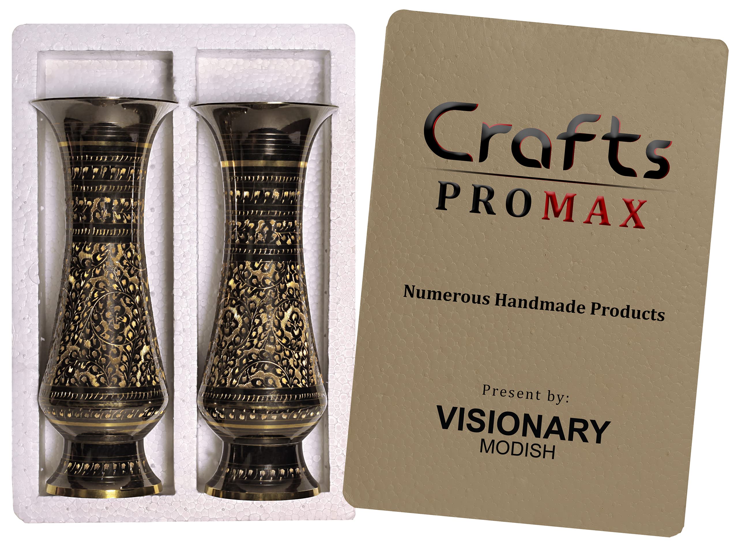 Handmade Realistic Brass Floral Engraved Vase - Elegant Home Decor Gift for Collectors, Wedding Centerpiece & Tabletop Display - CP1575402
