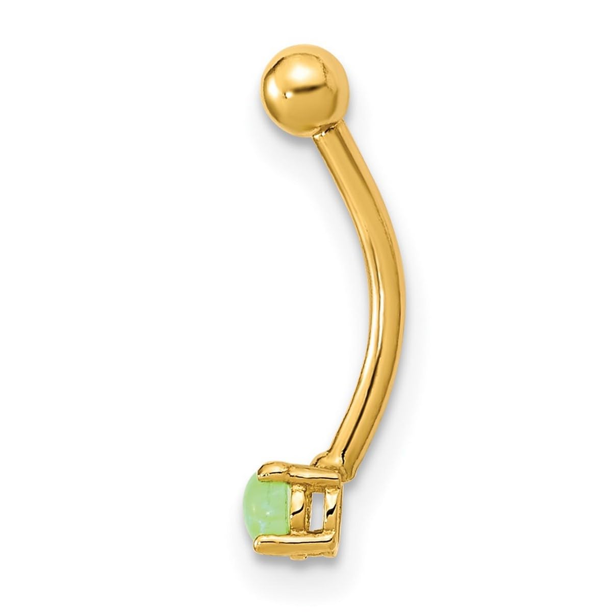 14K Gold 16 Gauge Green CZ Cubic Zirconia Simulated Diamond Eyebrow Ring - 16.43x3.38mm Body Jewelry for Women | Perfect for Eyebrow Piercing, Cartilage, and Nose Rings - Elegant Everyday Wear or Special Occasions