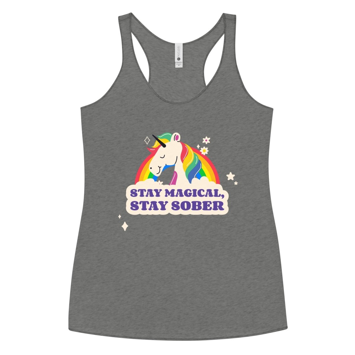 Stay Magical Stay Sober Women's Racerback Tank Top - Comfortable Workout & Yoga Apparel for Fitness & Casual Wear