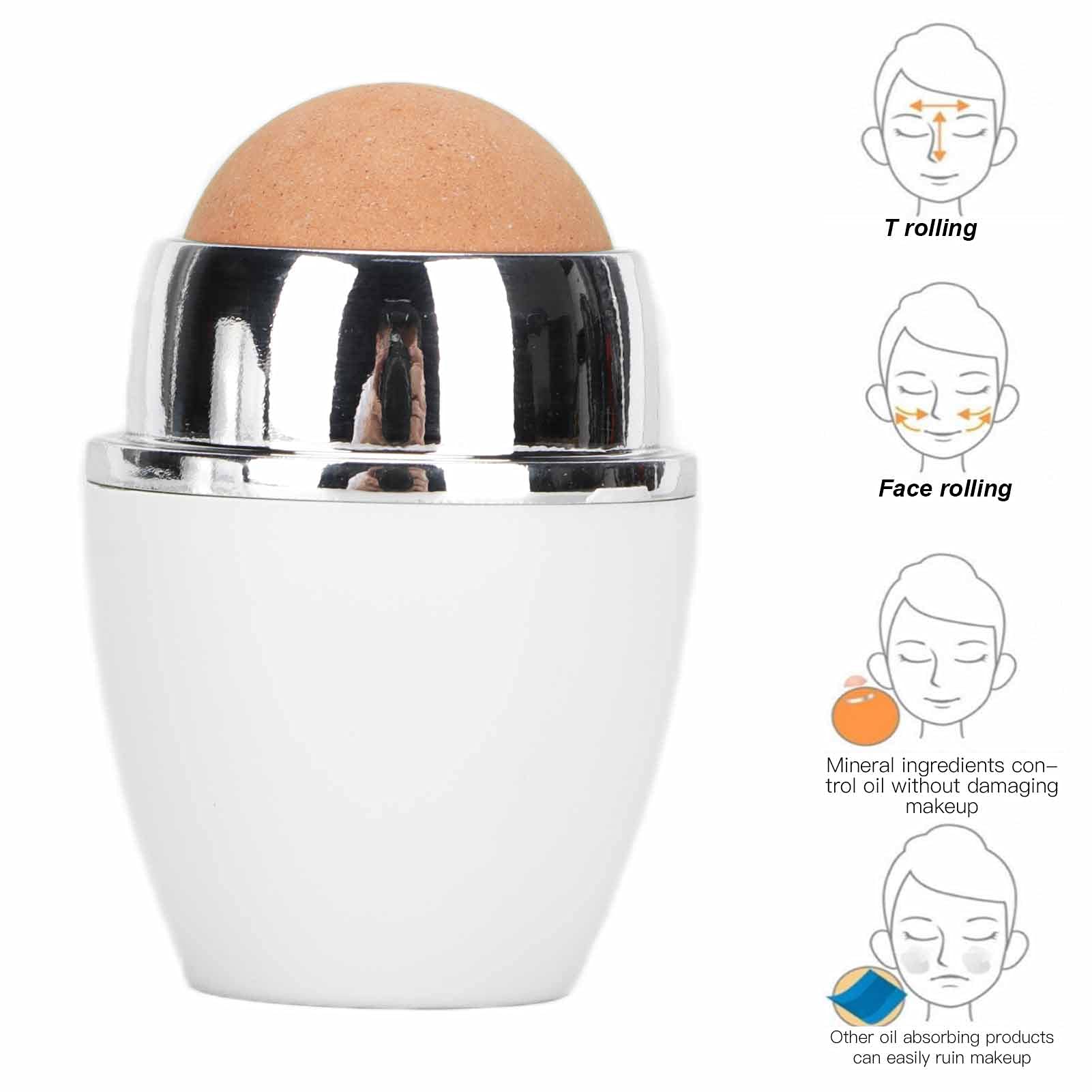 Best Jade Facial Roller for Skincare - Portable Face Massage Tool to Boost Cell Metabolism & Reduce Puffiness - Perfect for Morning Routine & Travel (White)