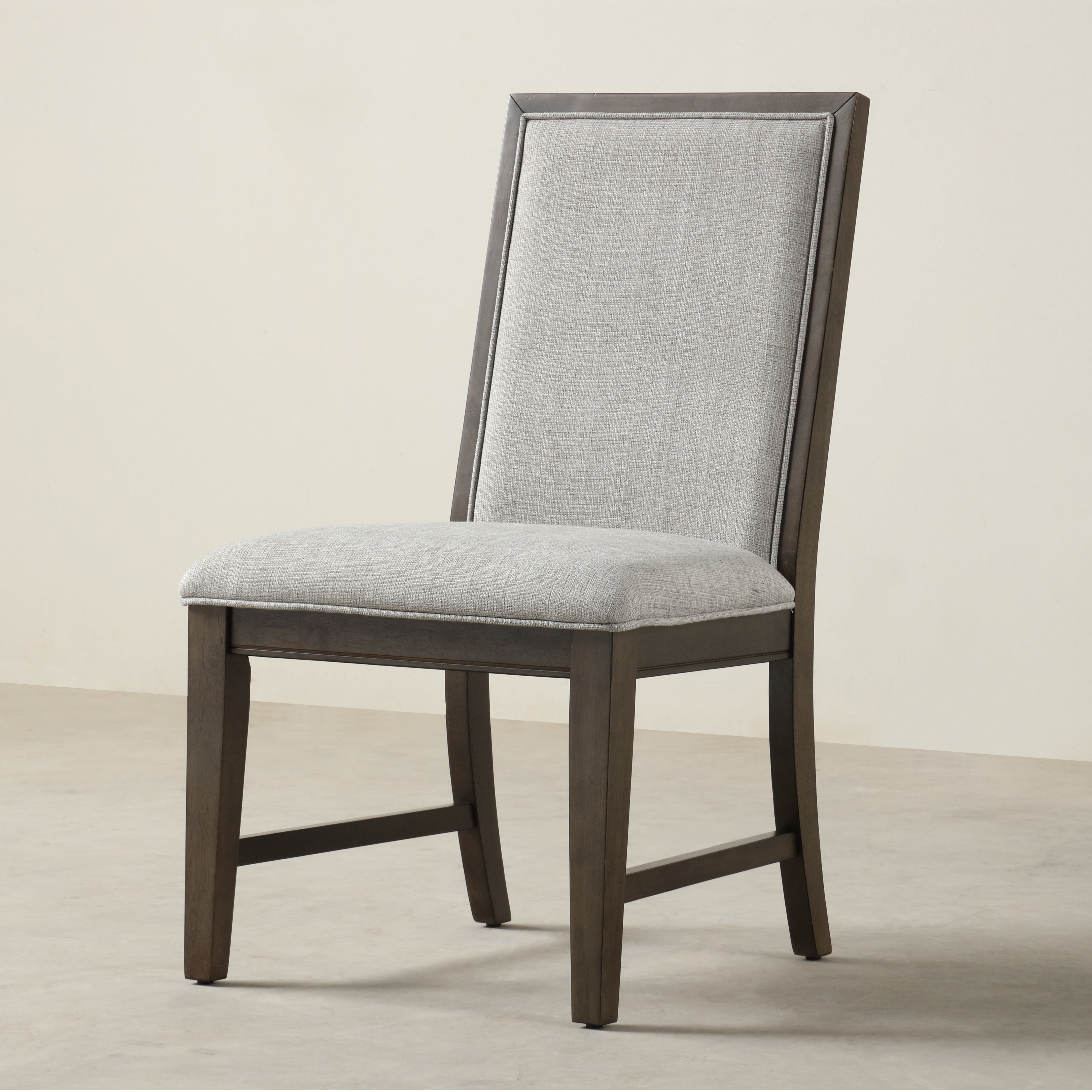 Roundhill Furniture Aberll Solid Wood Upholstered Dining Chairs, Gray, Set of 2 - Modern Farmhouse Style Dining Room Chairs for Kitchen, Breakfast Nook & Home Decor