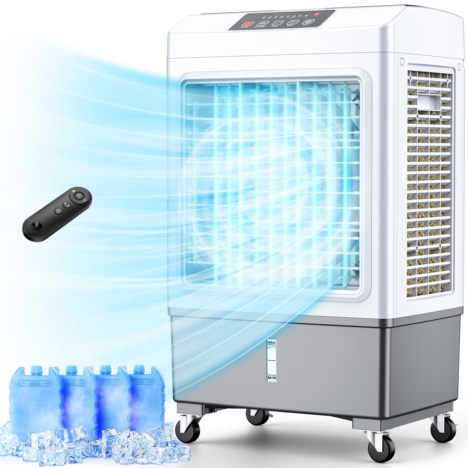 BALKO 35-Inch Windowless Air Conditioner - 2100CFM Evaporative Swamp Cooler with 2 Modes, 3 Speeds, Smart Timer, 8Gal Tank & Remote - Cools Up to 700 Sq.Ft - Perfect for Bedrooms, Living Rooms, Offices, and Outdoor Spaces