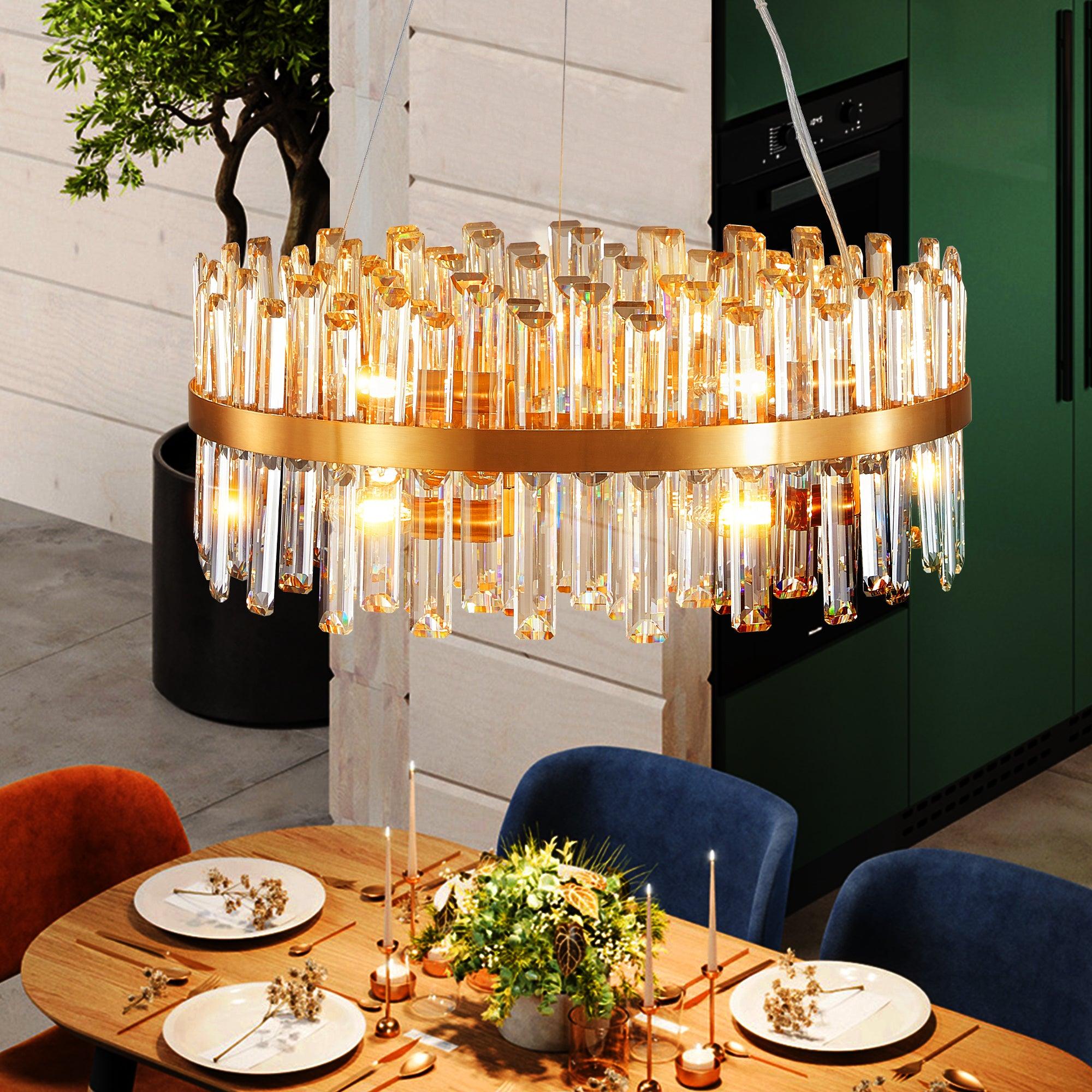 23.6 Inch Modern Crystal Chandelier - LED Luxury Ceiling Light Fixture for Living Room, Bedroom, Dining Room Decor - Elegant Home Lighting Solution (Bulbs Not Included) | Perfect for Wedding, Party & Interior Design