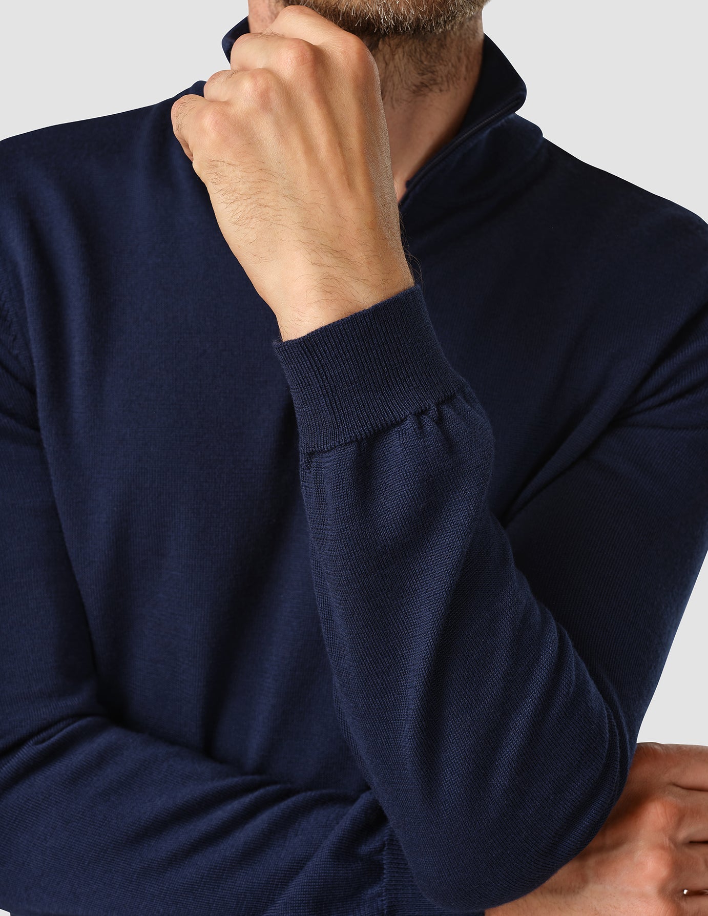 Premium Merino Wool Half Zip Sweater - Navy Blue - Warm & Comfortable for Outdoor Activities & Casual Wear