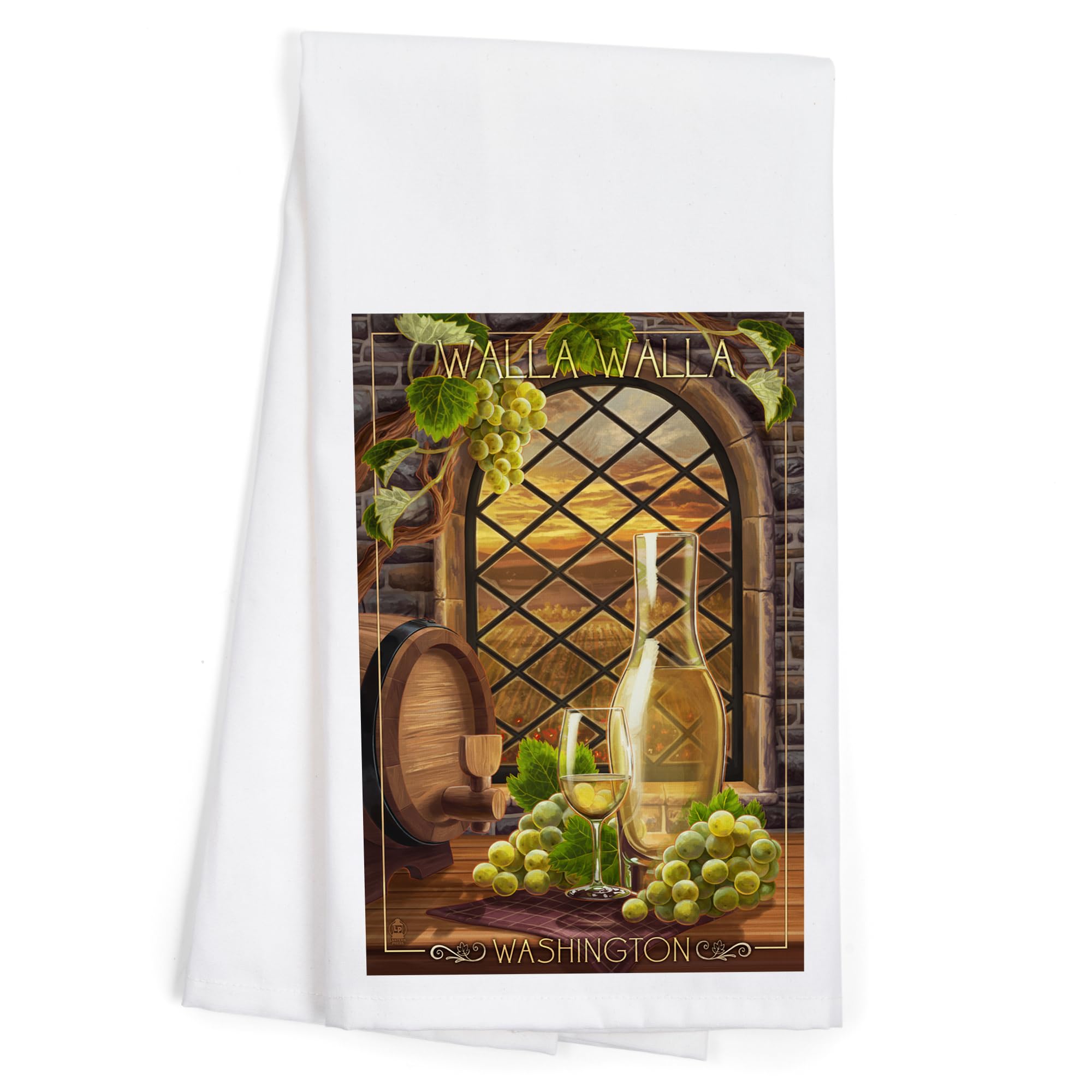 Walla Walla Washington Chardonnay 100% Cotton Tea Towel - Decorative Kitchen Hand Towel for Home & Wine Lovers | Perfect for Dish Drying, Gift Giving & Farmhouse Decor