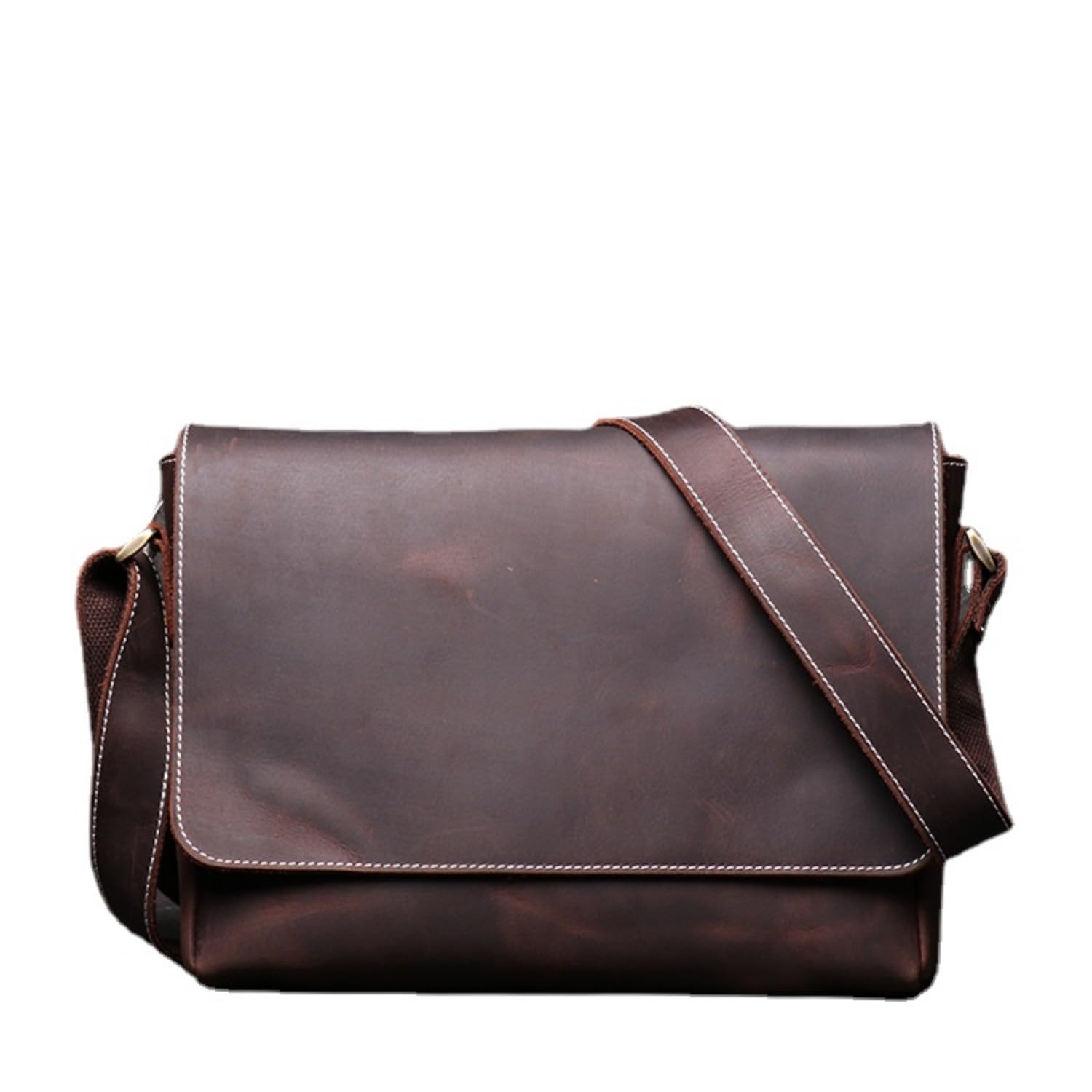 Genuine Leather Men's Messenger Bag - Crossbody Shoulder Bag for Men, Crazy Horse Leather Handbag Purse - Perfect for Work, Travel & Daily Commute