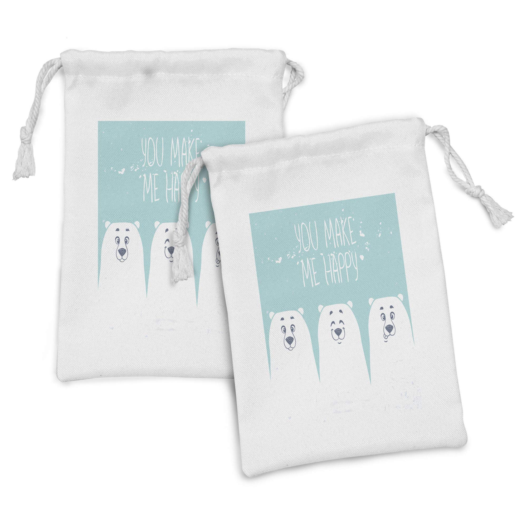 Ambesonne 2-Pack Sea Animals & 3 Bears Fabric Drawstring Pouches - 9