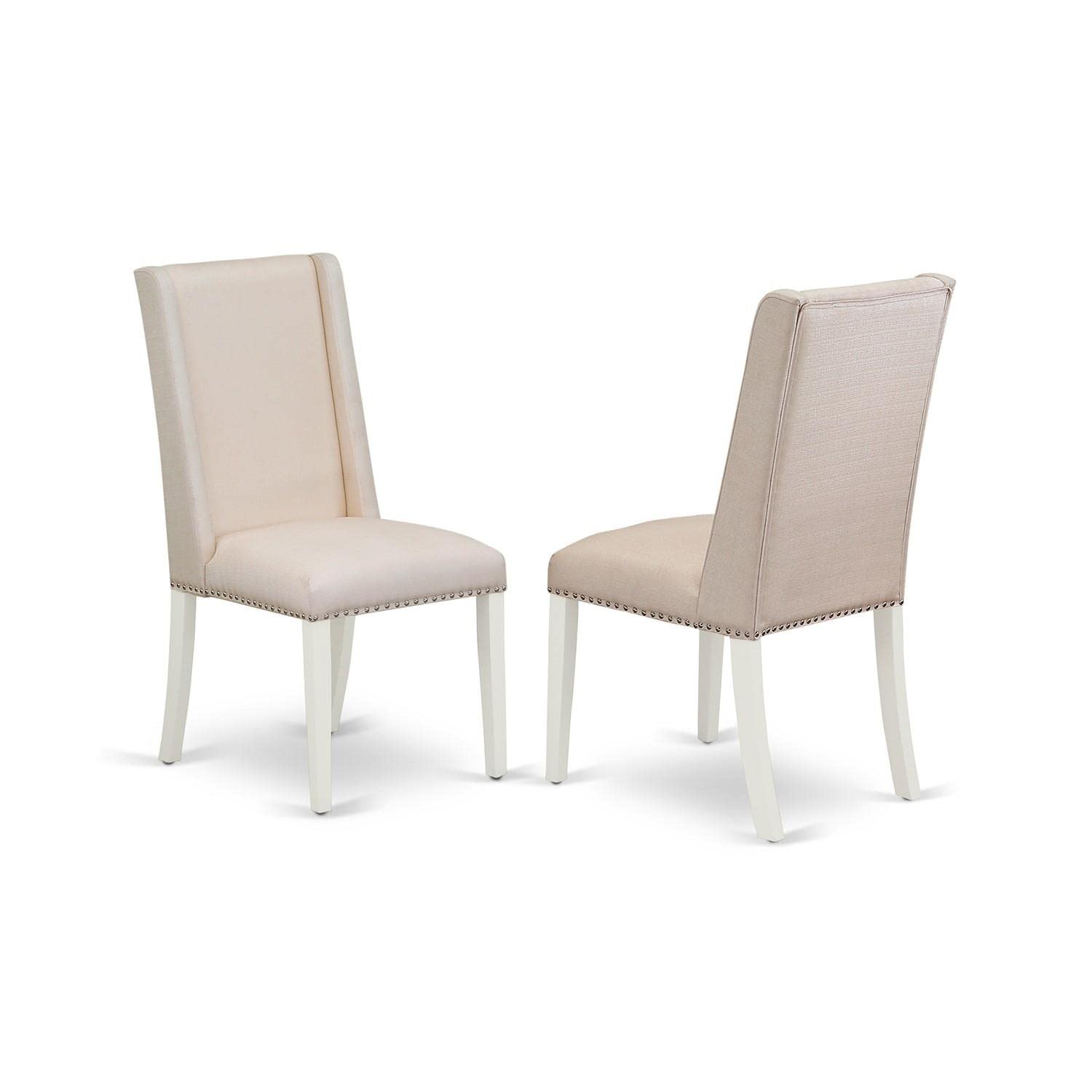 East West Furniture ANFL3-LWH-01 3-Piece Round Dining Table Set with Pedestal Base & 2 Cream Linen Fabric Chairs, 36x36 Inch, Linen White - Perfect for Small Kitchens, Breakfast Nooks & Cozy Dining Spaces