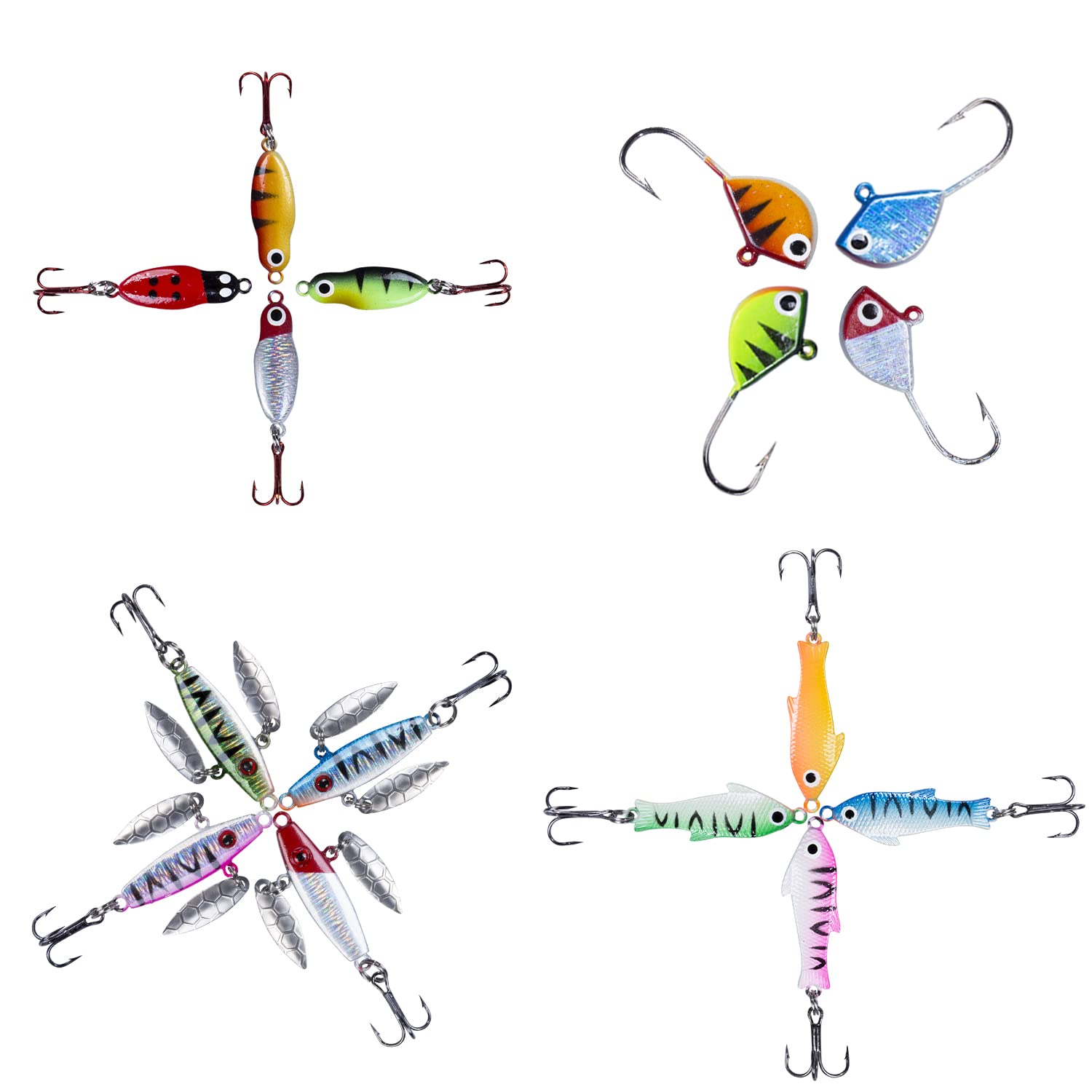 Premium Ice Fishing Jigs & Lures Kit with Tackle Box - Crappie Jig Heads for Winter Ice Fishing (14/15/16/31pcs) - Perfect for Ice Angling, Crappie & Panfish Fishing in Cold Weather