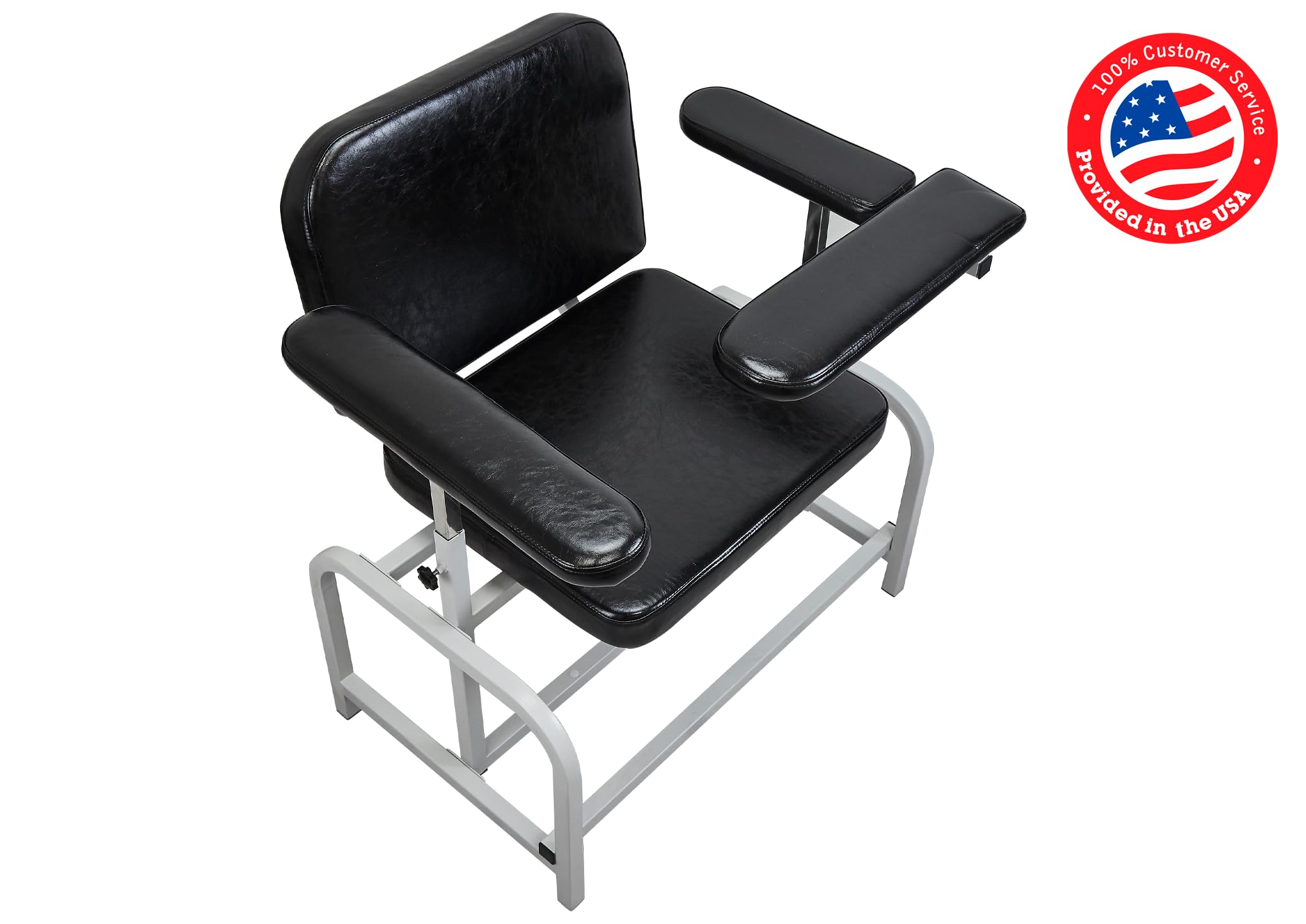 Extra Large Padded Phlebotomy Chair with Adjustable Armrest & Steel Frame - Heavy Duty PU Leather Blood Drawing Chair for Hospitals, Clinics, Labs & Medical Facilities (Black) - Perfect for Patient Comfort During Blood Tests, IV Therapy & Medical Procedures