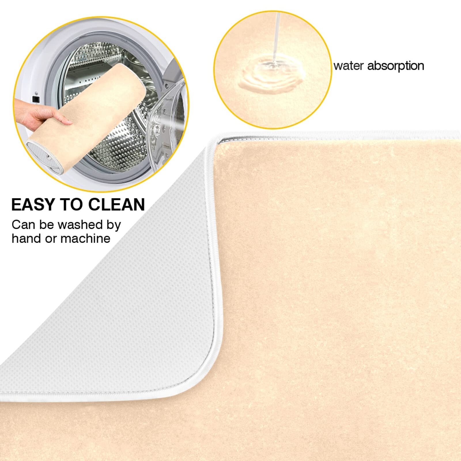 Peach Small Dish Drying Mat XL - 16x18 Inch Microfiber Heat-Resistant Kitchen Counter Mat | Drainer Pad for Dishes & Kitchen Decor | Perfect for Countertop Protection and Drying Utensils