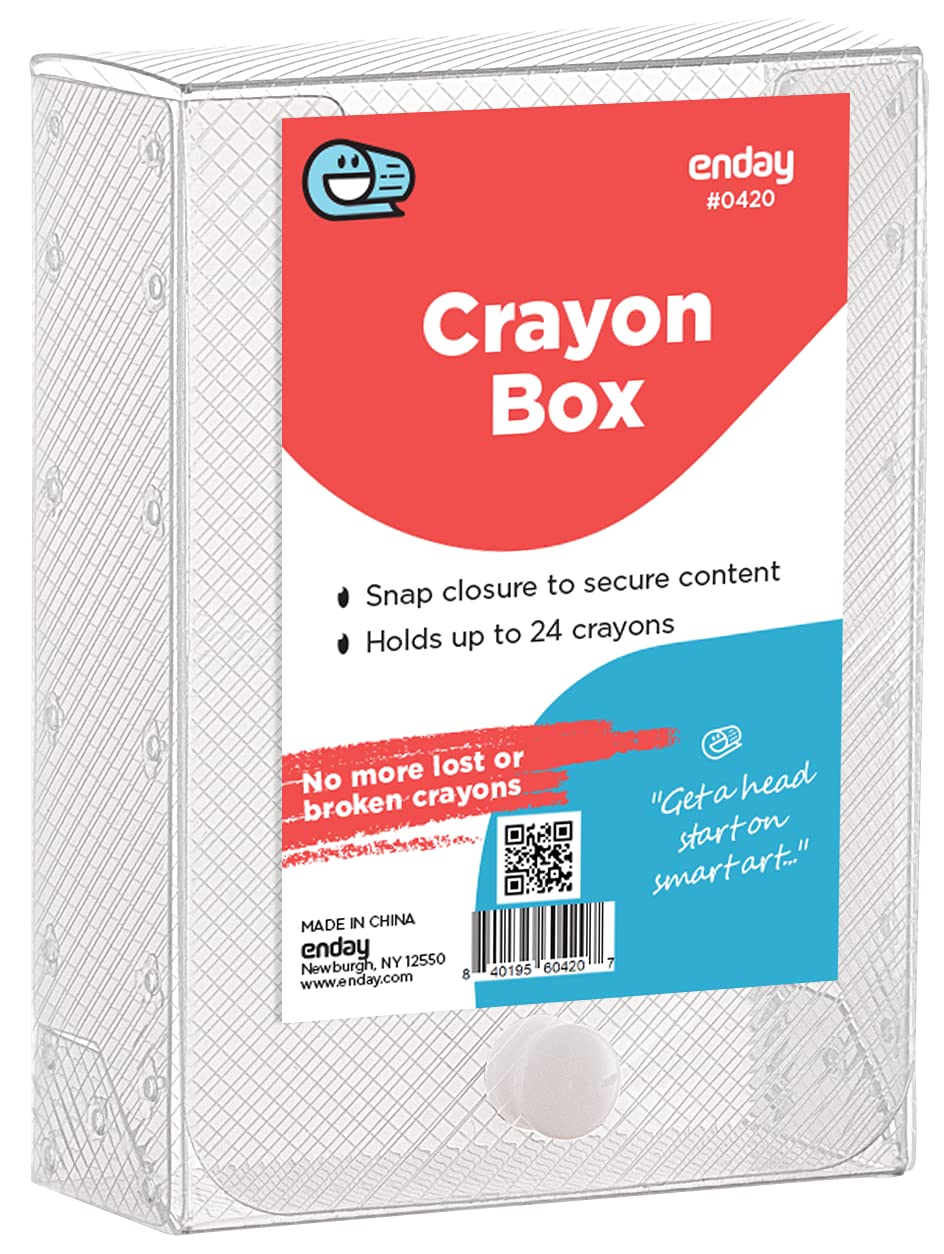 Enday Clear Crayon Storage Box - Kids Art Supply Organizer with Snap Closure for Home & School Use