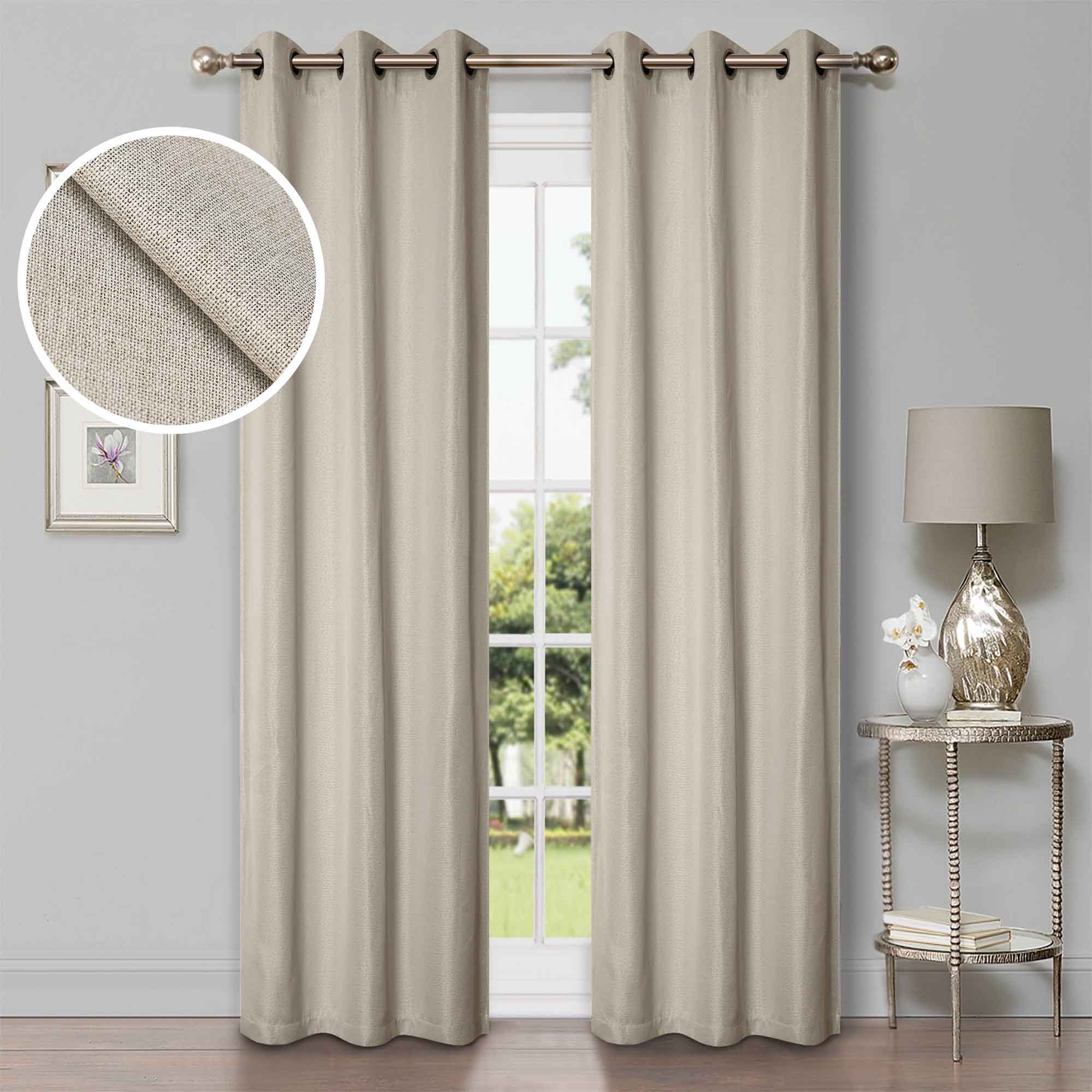 Premium Blackout Curtains Set of 2 - 100% Linen Fabric, Machine Washable, Room Darkening for Better Sleep - Ideal for Bedrooms, Home Theater & Nursery