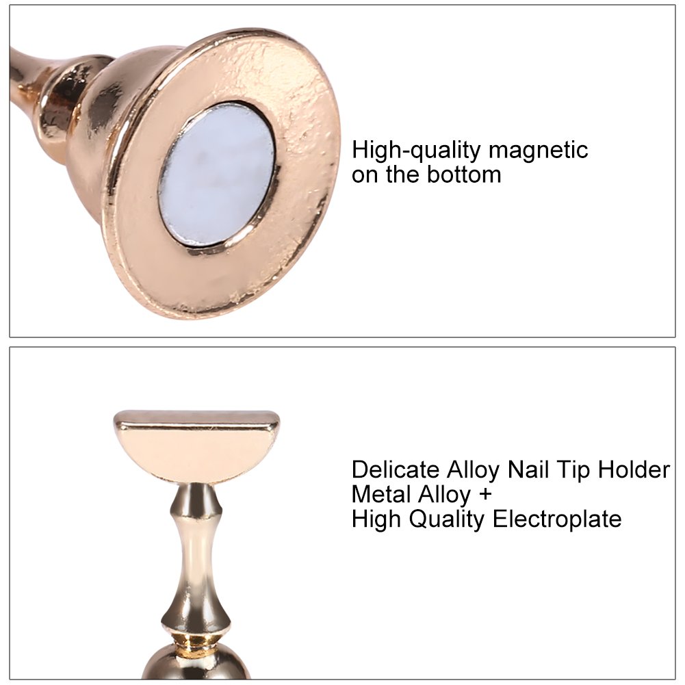 Premium Magnetic Nail Art Display Stand - Alloy Nail Tips Holder with White Spherical Crystal for Salon & DIY Manicure | Perfect for Nail Technicians, Home Use & Professional Nail Art Equipment Organization