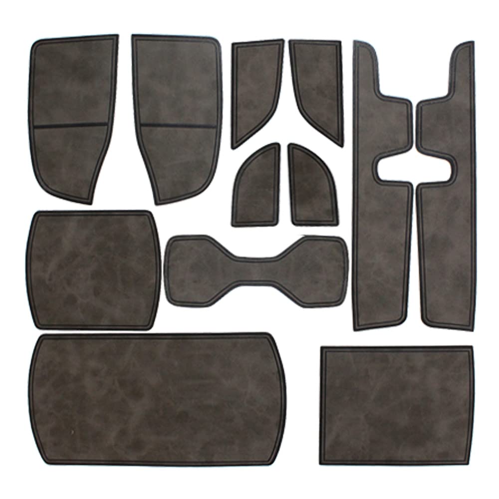 Premium 12-Piece Leather Cup Holder Inserts & Center Console Liners for 2018-2022 Honda Accord - Retro Grey Interior Accessories | Car Organizer Mats for Enhanced Protection & Style