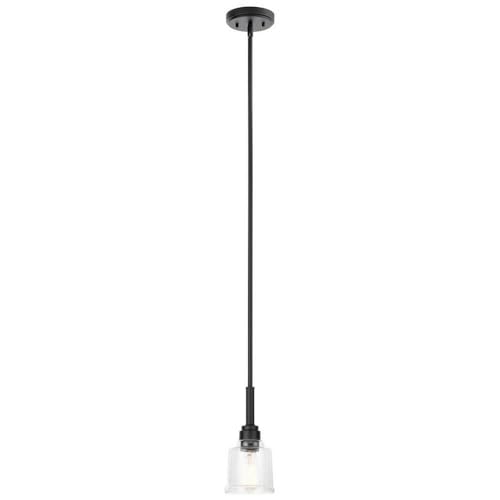 Kichler Aivian 5.25 Inch Black Mini Pendant Light with Clear Glass Shade - Modern Ceiling Lighting for Kitchen Island, Dining Room, and Bedroom Decor (Model 52399BK)