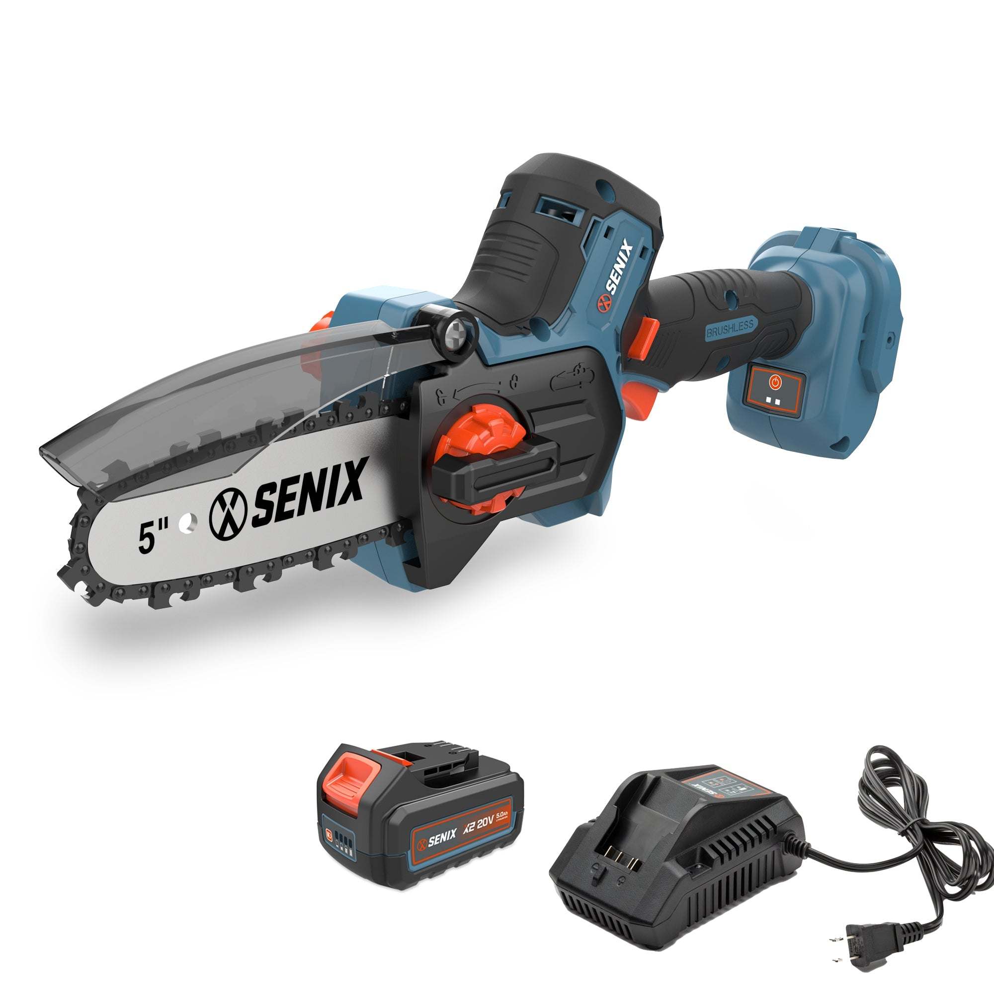 X2 20V Max* 5 Cordless Mini Chainsaw with Brushless Motor - Includes 5.0Ah Battery & Charger - Perfect for Tree Trimming, Pruning, and DIY Wood Cutting Projects