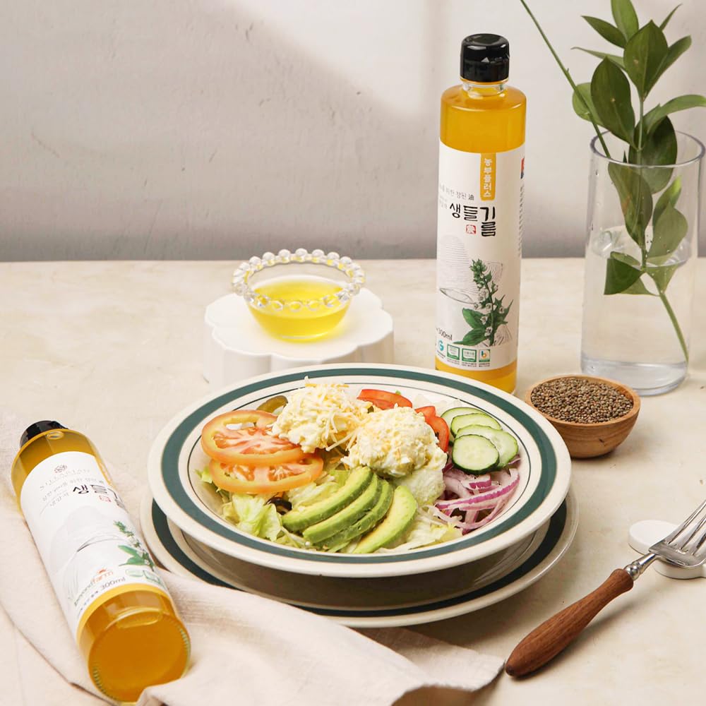 Korean-Style Toasted Perilla Oil - 100% Pure Cold Pressed, 6.76oz (200ml) for Cooking & Salad Dressing
