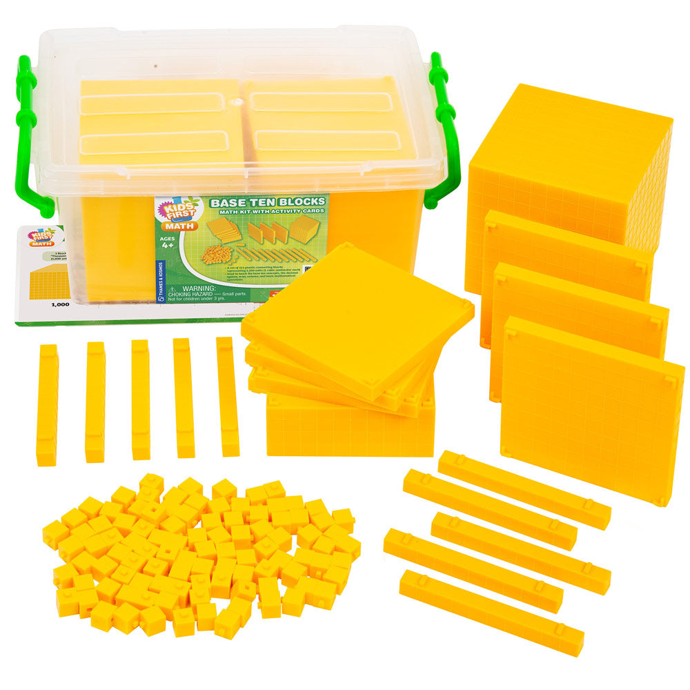 Base Ten Blocks Math Kit for Kids with Activity Cards - Hands-On Learning for Counting, Addition & Subtraction - Perfect for Homeschool & Classroom Math Activities