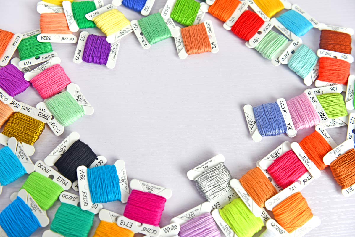 50-Piece Rainbow Embroidery Floss Set for Cross Stitch & Friendship Bracelets - Includes 8m Mercerized Thread & 2 Metallic Threads - Perfect for DIY Crafts, Needlework & Handmade Jewelry Making