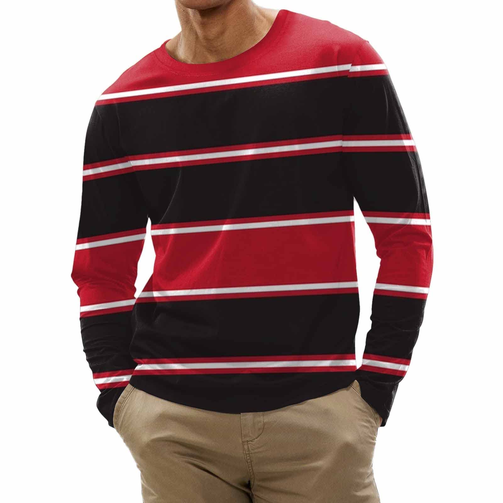 XXBR Men's Striped Long Sleeve T-Shirt - Colorblock Casual Crewneck Tee with Patchwork Design | Athletic Sports Top for Gym, Workout & Streetwear Fashion