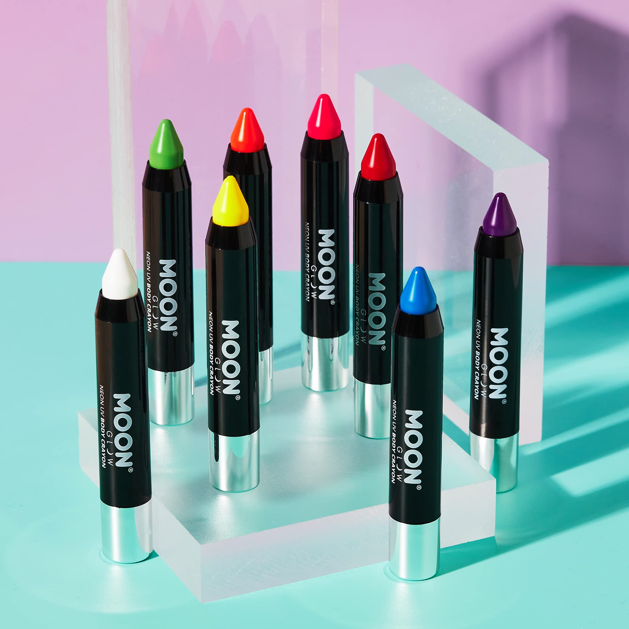 Neon UV Paint Stick Body Crayon - Vibrant Red for Face & Body Art | Glow in Blacklight for Parties, Festivals & Halloween Makeup