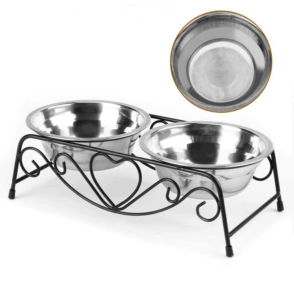 Stainless Steel Elevated Pet Bowl - Double Cat & Dog Feeder with Non-Slip Stand for Small Dogs, Cats, Puppies | Perfect for Home, Travel & Outdoor Use