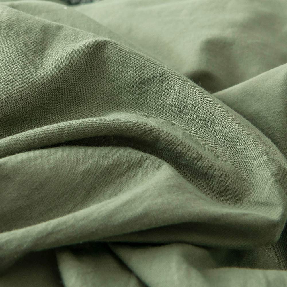 Premium Sage Green Washed Cotton Duvet Cover Set Twin Size - 2 Piece Soft & Durable Bedding with Hidden Zipper & Corner Ties | Comforter Cover + Pillowcase | Perfect for Guest Rooms, Dorms & Cozy Bedroom Retreats