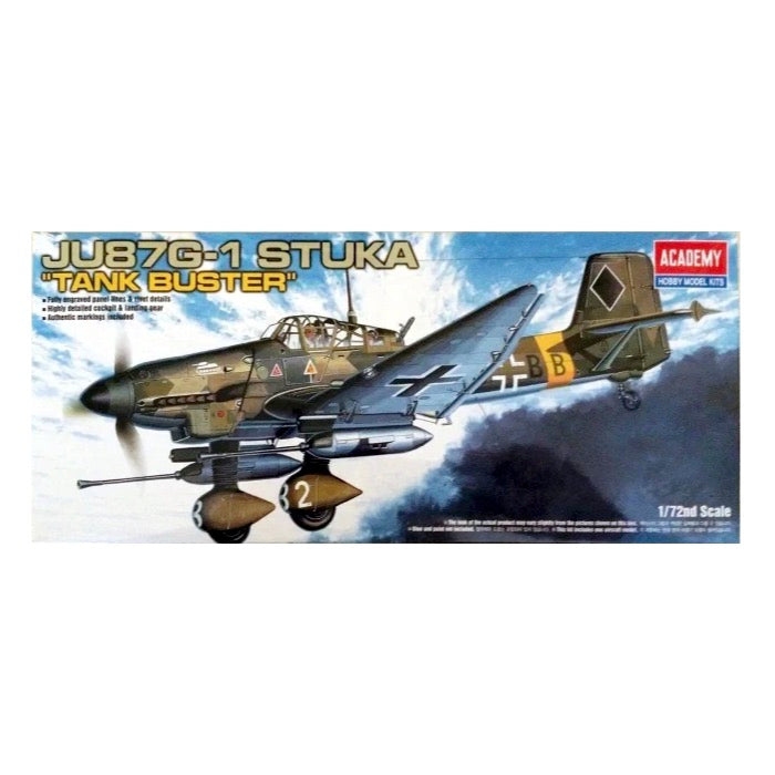1/72 Scale Academy 12450 Ju 87G Stuka Tank Buster Model Kit - WWII German Dive Bomber Aircraft for Collectors & Hobbyists - Perfect for Display, Diorama Building & Historical Reenactments