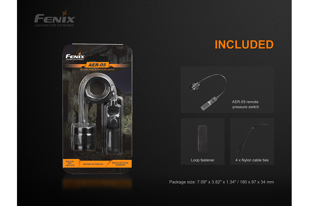 Fenix AER 05 Remote Pressure Switch for APF Tactical Flashlights - Perfect for Hunting, Camping & Emergency Situations