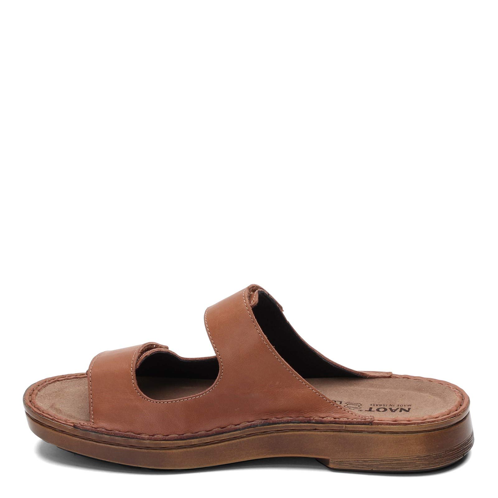 NAOT Women's Transoco Slide Sandal - Comfortable Leather Sandals with Glass Bead Accents in Mocha Rose/Silver, Size 5 Wide US | Perfect for Beach Vacations, Summer Outfits & Casual Wear