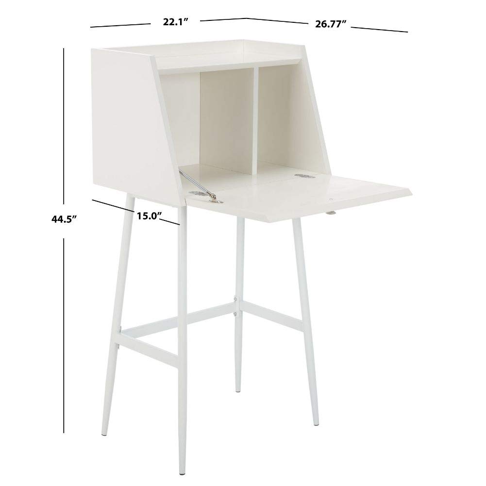 Safavieh Xander Modern White Storage Secretary Desk - Home Office Writing Desk with Drawers & Shelves for Small Spaces, Study & Workspaces