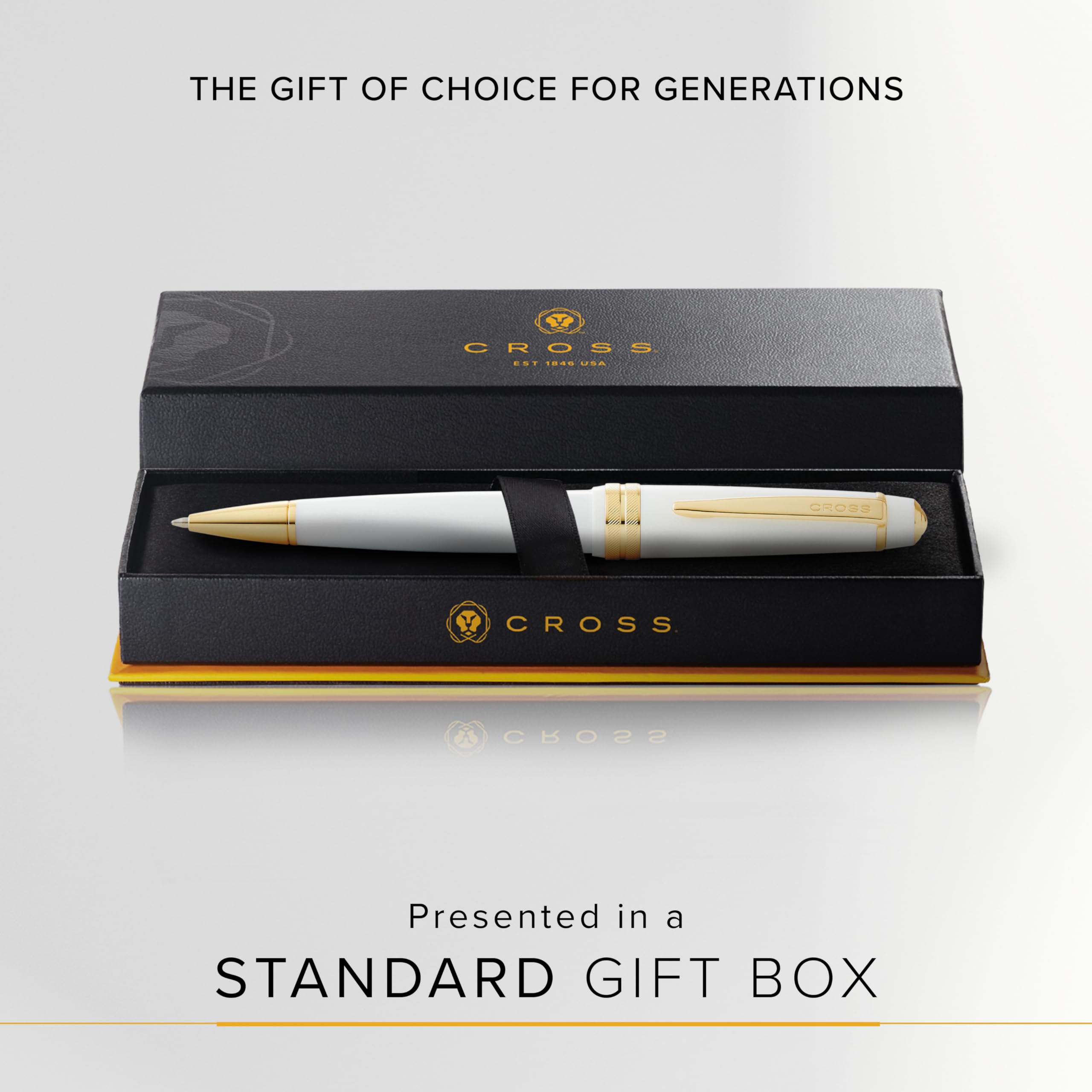 Cross Bailey Light Polished White Resin & Gold Ballpoint Pen - Premium Writing Instrument for Office, School & Gift Giving