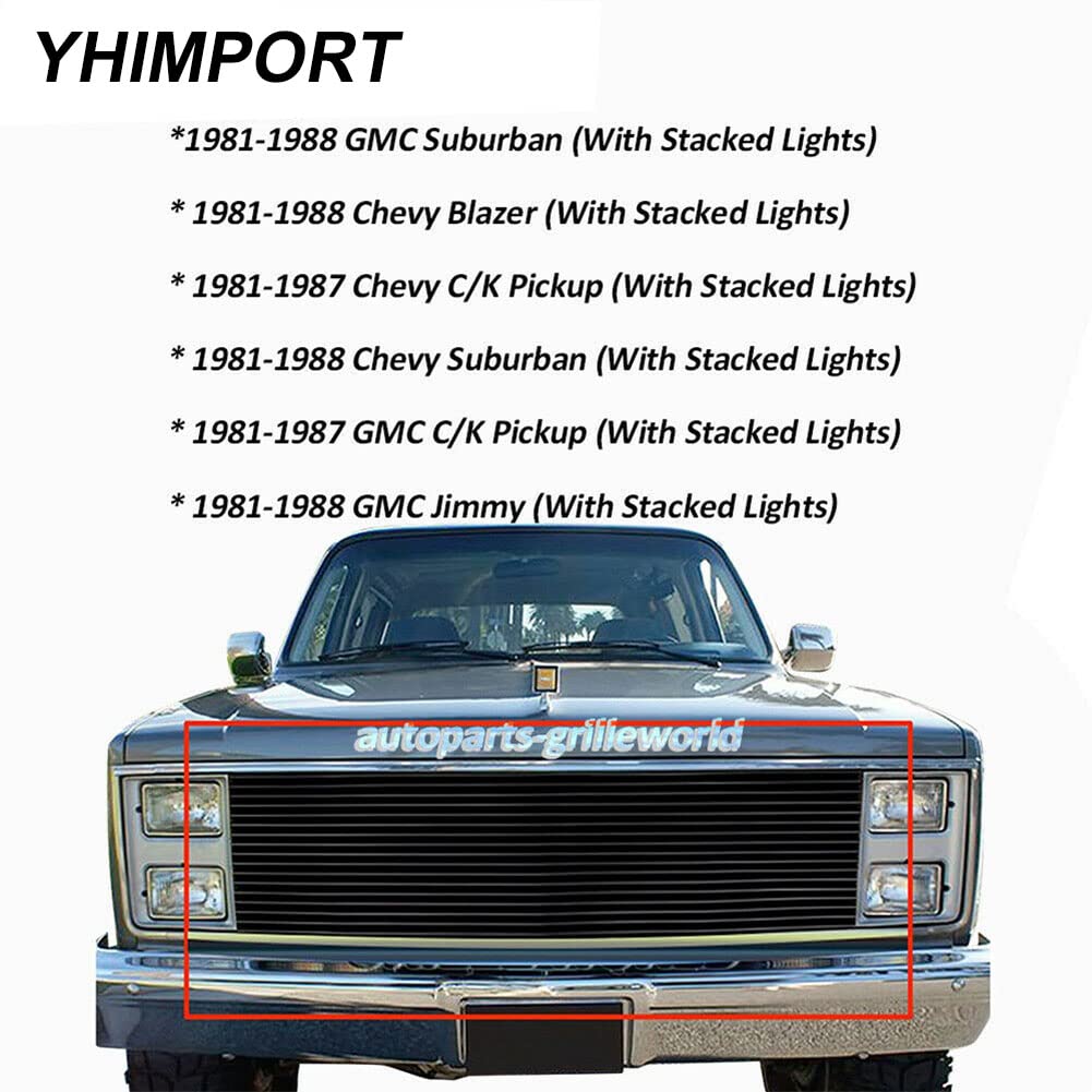 Aluminum Billet Grille Insert for 1981-1987 Chevy Blazer C/K Pickup Suburban & GMC Jimmy - Horizontal Bumper Grill Upgrade - Perfect for Truck Restoration & Off-Road Customization