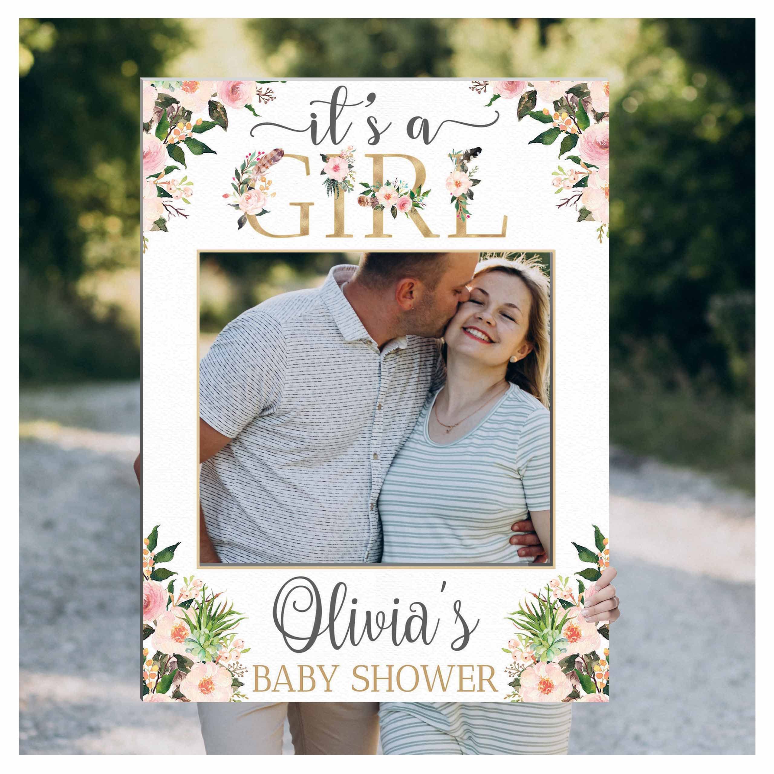 Personalized Boho Baby Shower Photo Booth Frame - PVC Board Selfie Station Props for Baby Shower Decorations & Gender Reveal Parties - Perfect for Instagram-Worthy Nursery Photos & Celebration Backdrops