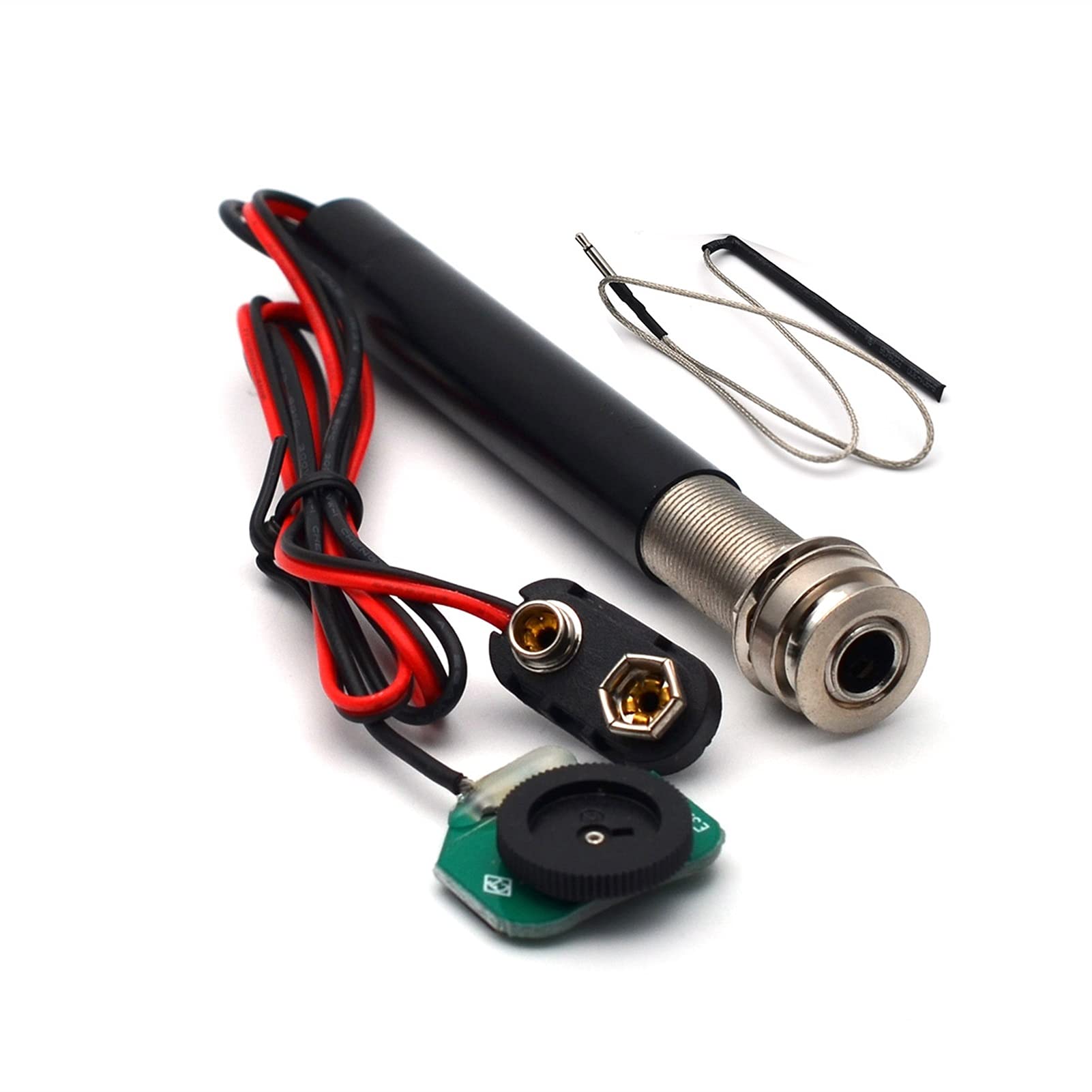 Acoustic Guitar Pickup & Preamp Kit with Volume Control - Black | High-Quality Sound Enhancement for Live Performances & Studio Recording