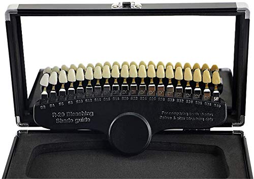 Professional 3D R-20 Teeth Whitening Shade Guide with Mirror - Dental Bleaching Color Chart (20 Shades) for Dentists, Hygienists & At-Home Teeth Whitening Kits