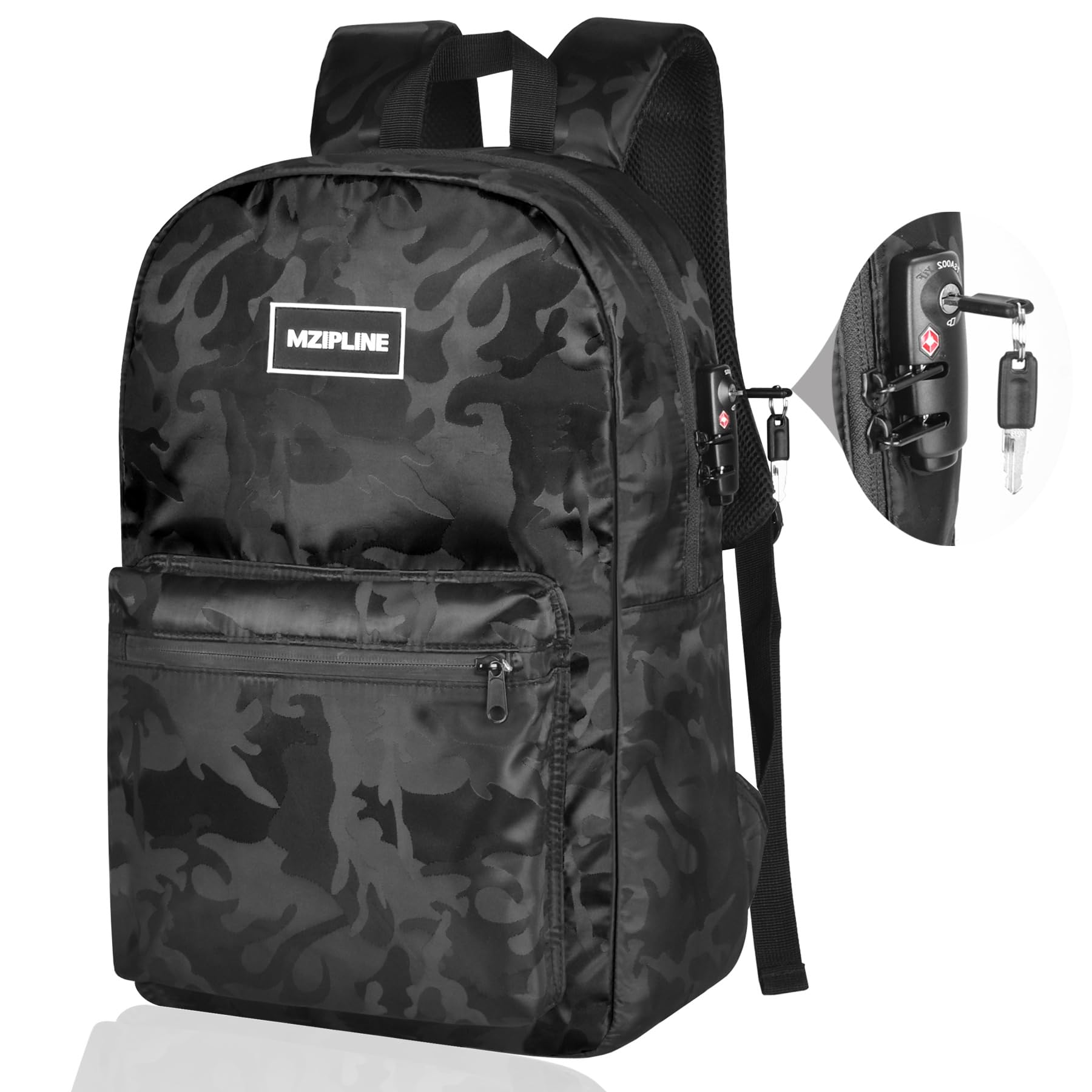 Anti-Theft Travel Backpack with Lock - Water Resistant Laptop Daypack for Men & Women - Activated Carbon Fiber Lining - Camo Burgundy - Perfect for Commuting, Business Trips & Outdoor Adventures