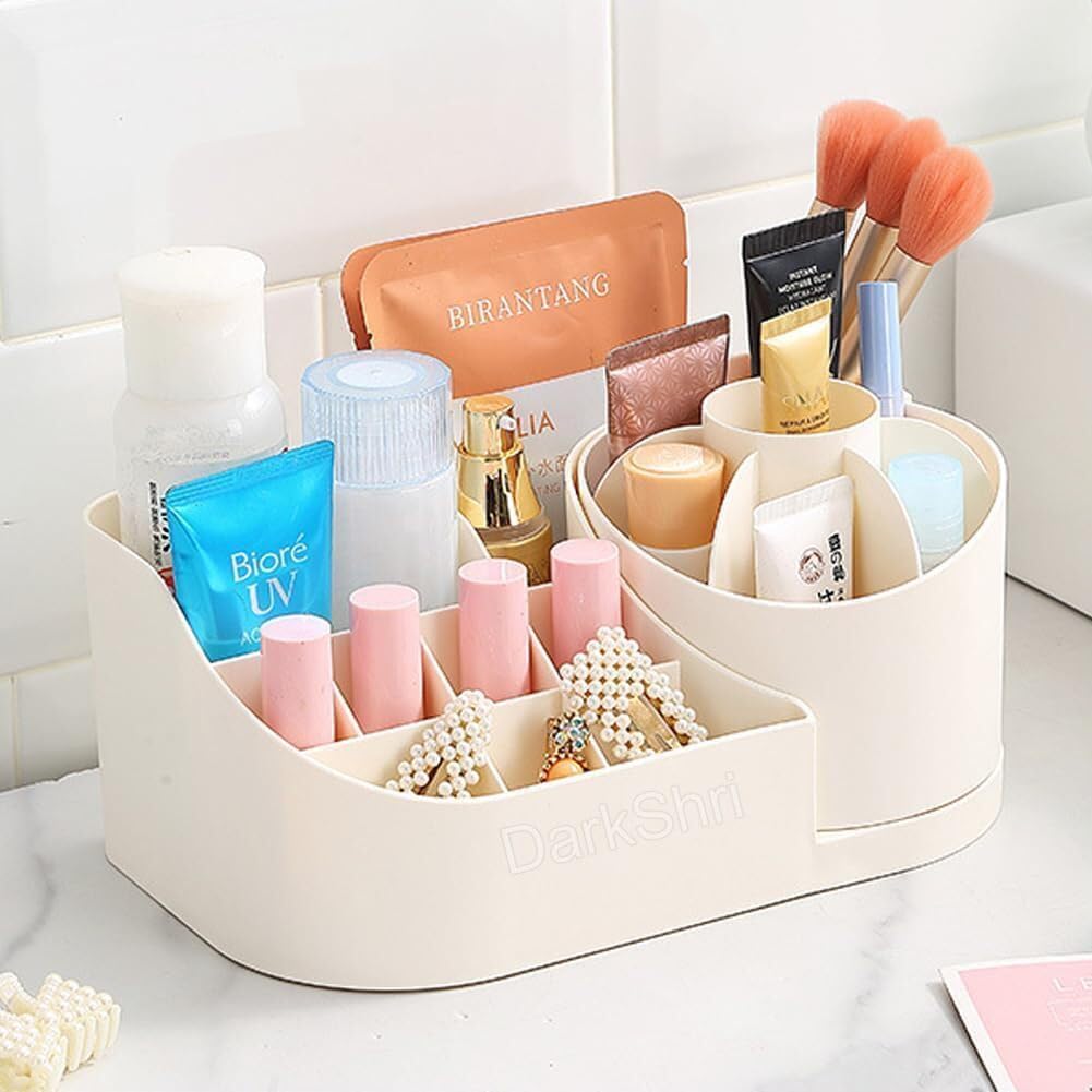 DarkShri 360 Storage Box - Multipurpose Desk Organizer & Drawer Divider for Office, Kitchen, Bathroom, Bedroom | Makeup & Craft Storage Tray | Space-Saving Organizer for Home & Office Use