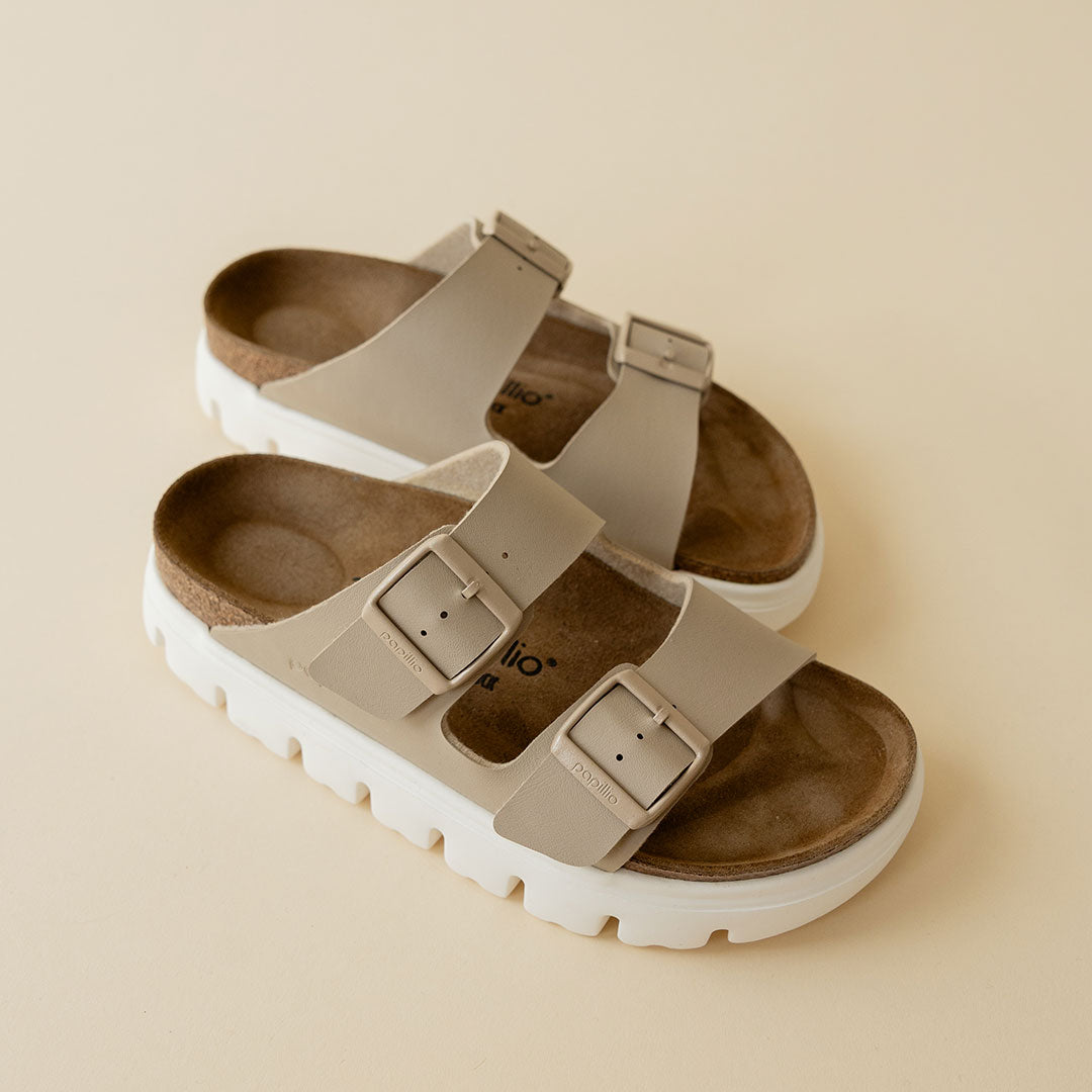 Birkenstock Arizona Chunky Birko-Flor Sandals in Sandcastle | Comfortable Cork Footbed Sandals for Women & Men | Perfect for Beach, Summer & Casual Wear