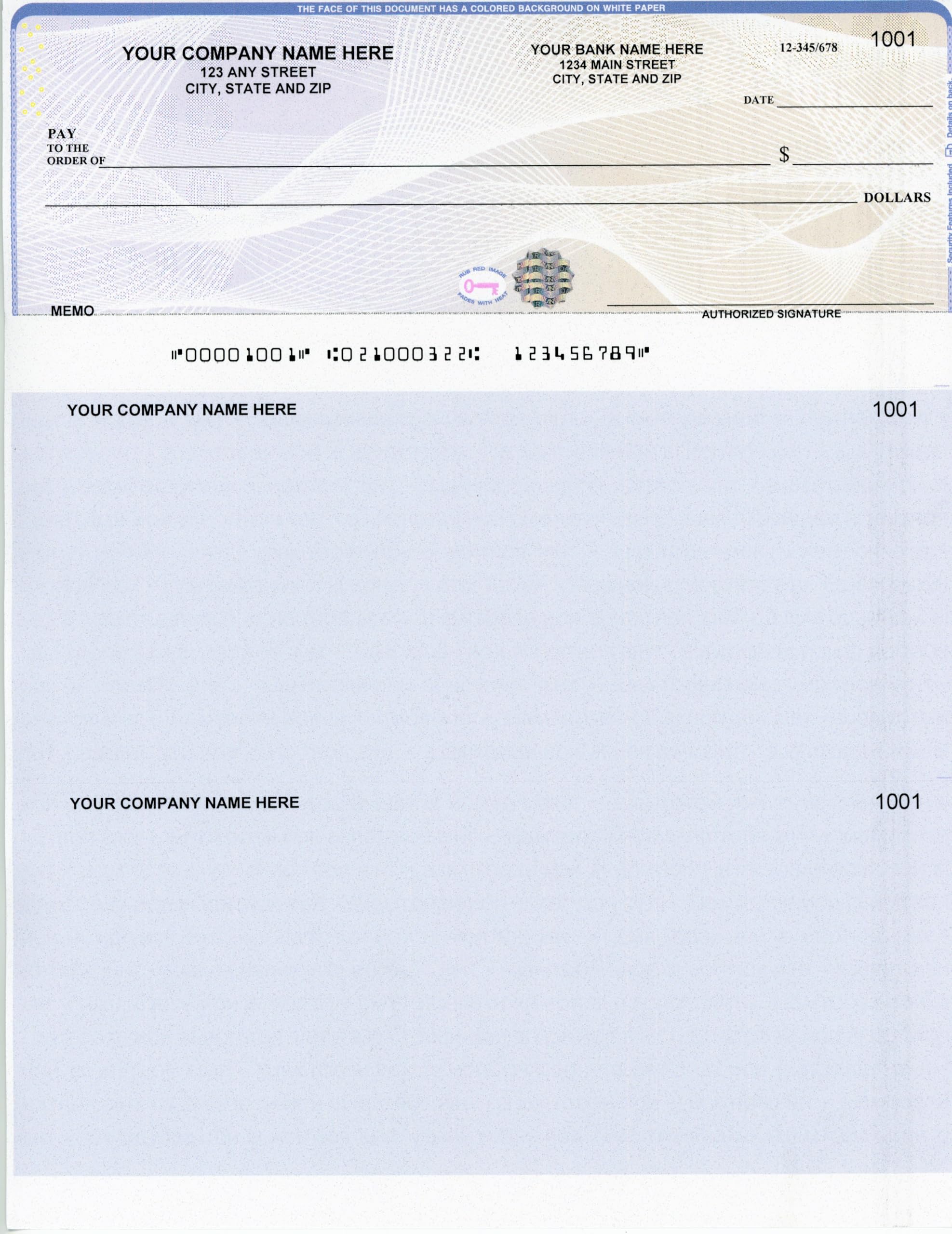 250 Broadway Computer Checks - Top-Tear Checks Compatible with QuickBooks™ & Quicken™ - Blue/Tan Prismatic Hologram Security Checks (250 Sheets) - Perfect for Small Business Accounting & Personal Finance Management
