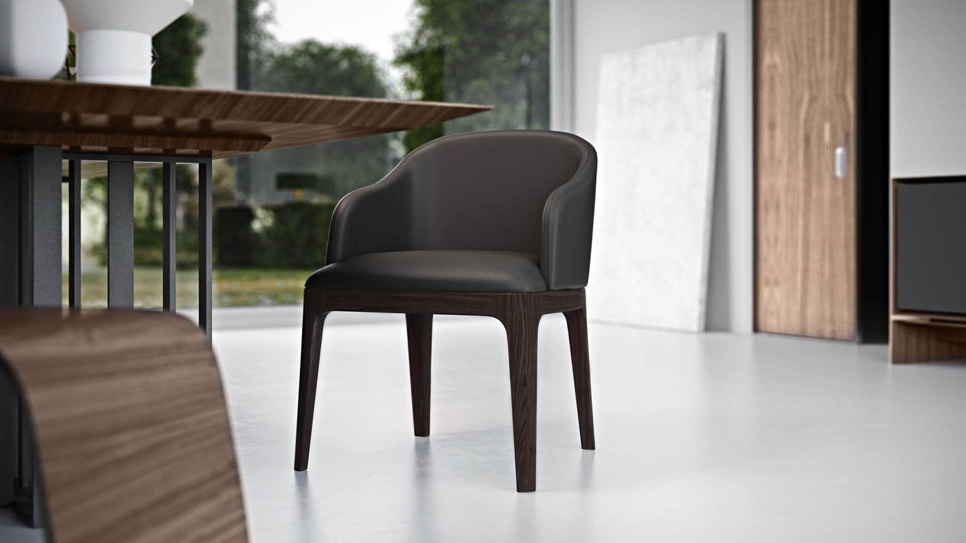 Wooster Eco Pelle Leather Dining Arm Chair - 2 Color Options | Modern & Durable for Home, Office, Restaurant