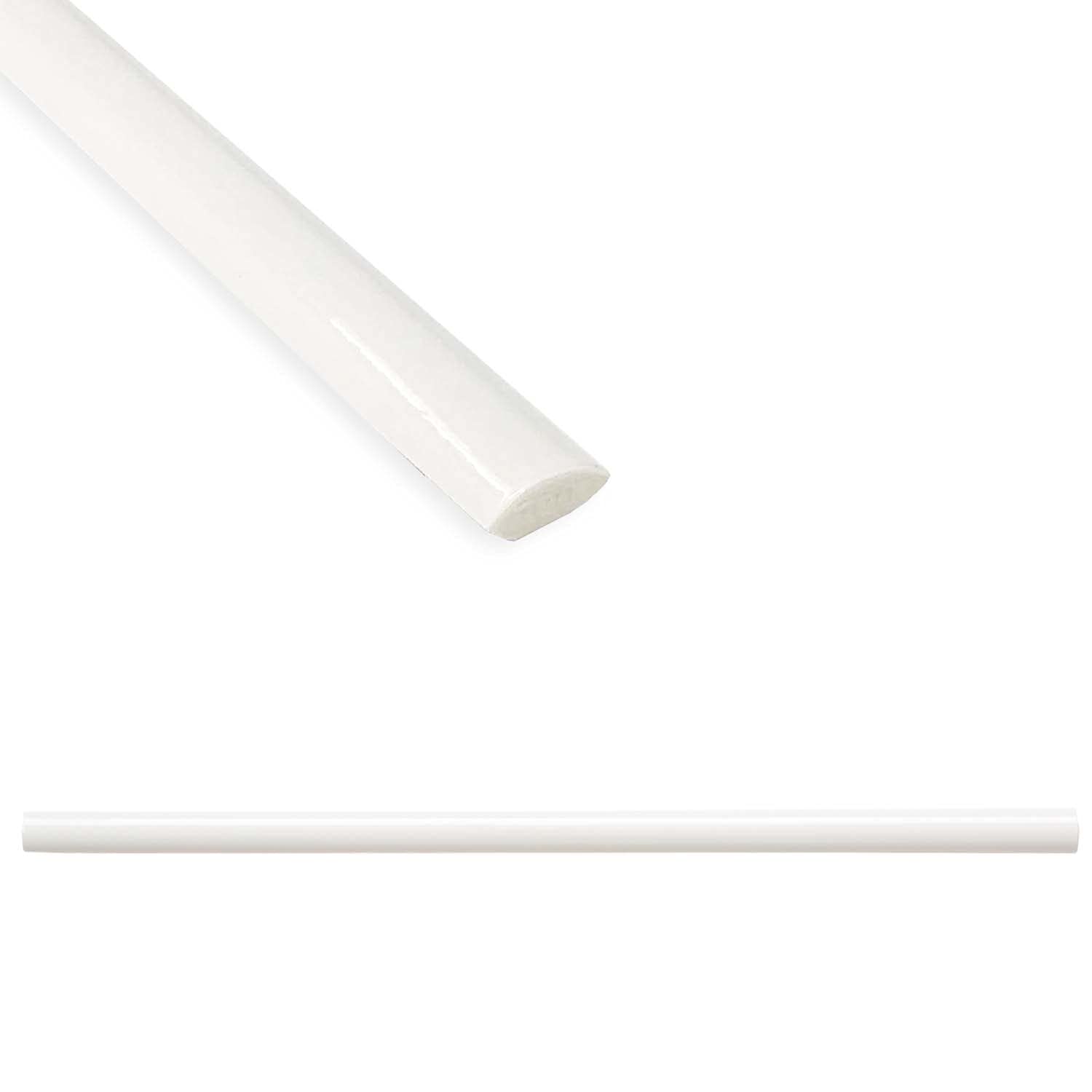Questech 1/2 x 12 Inch White Polished Quarter Round Tile Trim - 12 Pack | Decorative Edge Trim for Shower, Kitchen Backsplash & Bathroom Tile | Waterproof Corner Protector for Home Renovation & DIY Projects