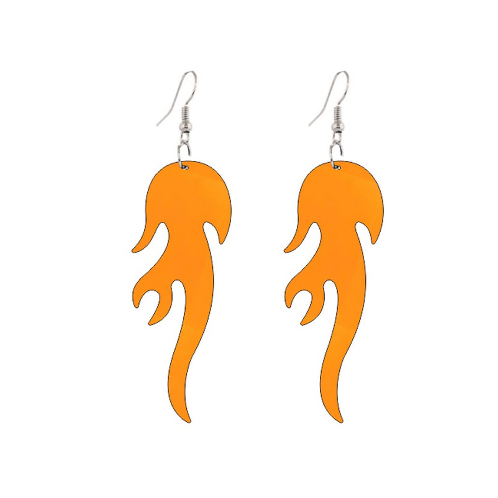 Punk Exaggerated Acrylic Geometric Flame Earrings - Lightweight Unique Fire Shaped Dangle Drop Earrings for Women & Girls | Perfect for Parties, Hip Hop Fashion, and Bold Statement Jewelry Gifts