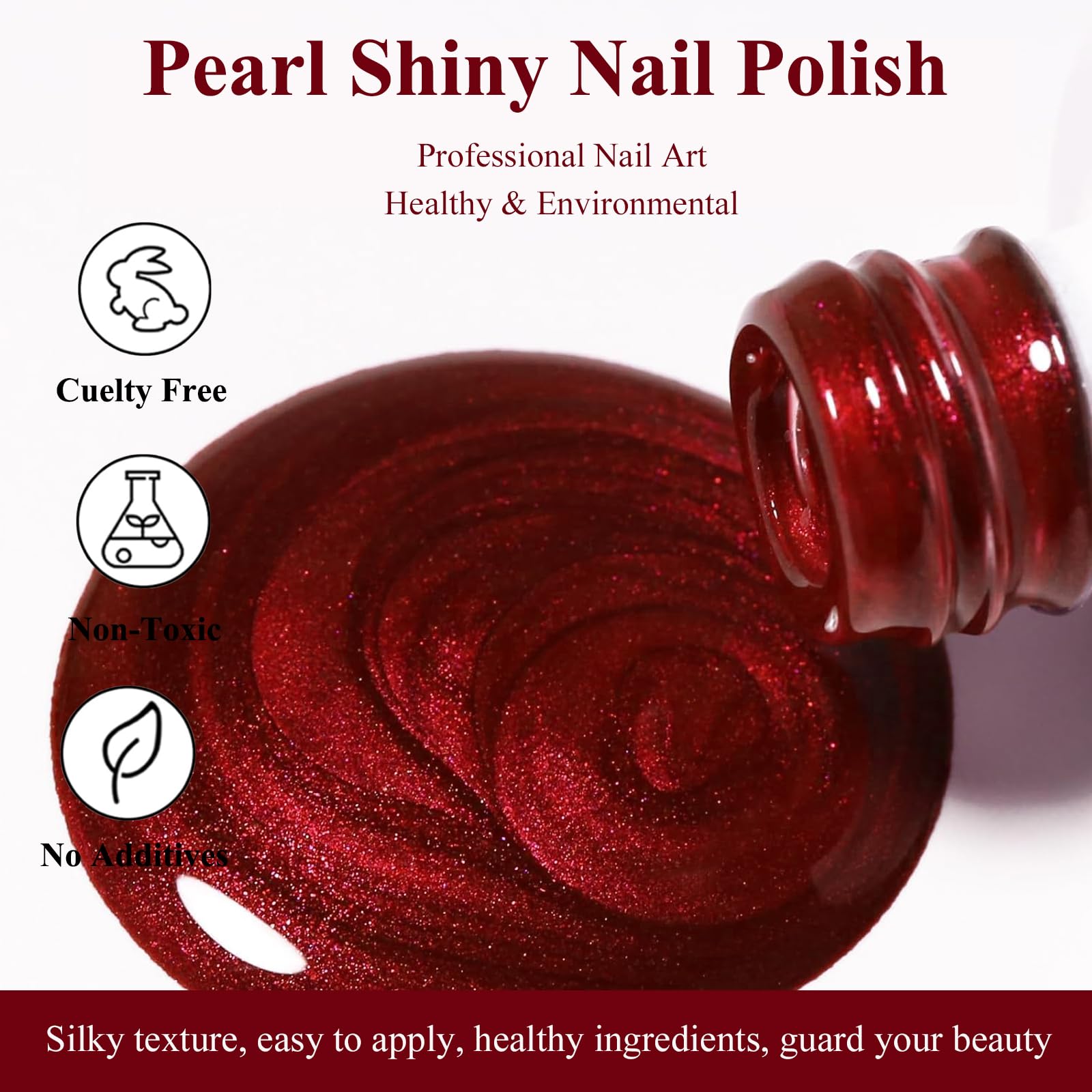 Red Glitter Nail Polish - Quick Dry Ruby Radiance Shimmer Nail Lacquer - Sparkling Air Dry Nail Varnish for DIY Manicure & Nail Art | Perfect for Parties, Date Nights & Special Occasions