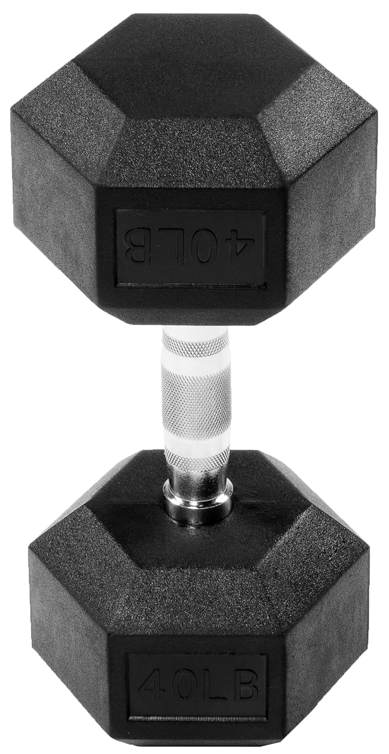 Signature Fitness Colored Rubber Encased Hex Dumbbell Set - 5-50lbs Pairs for Home Gym, Strength Training & Weightlifting | Non-Slip Grip, Durable Rubber Coating for Floor Protection