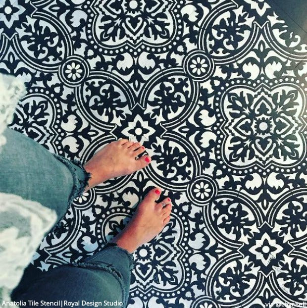 Anatolia Tile Stencil Kit - Reusable DIY Ceramic & Mosaic Tile Painting Template for Home Decor, Bathroom & Kitchen Backsplash - Perfect for DIY Crafts, Wall Art & Floor Designs