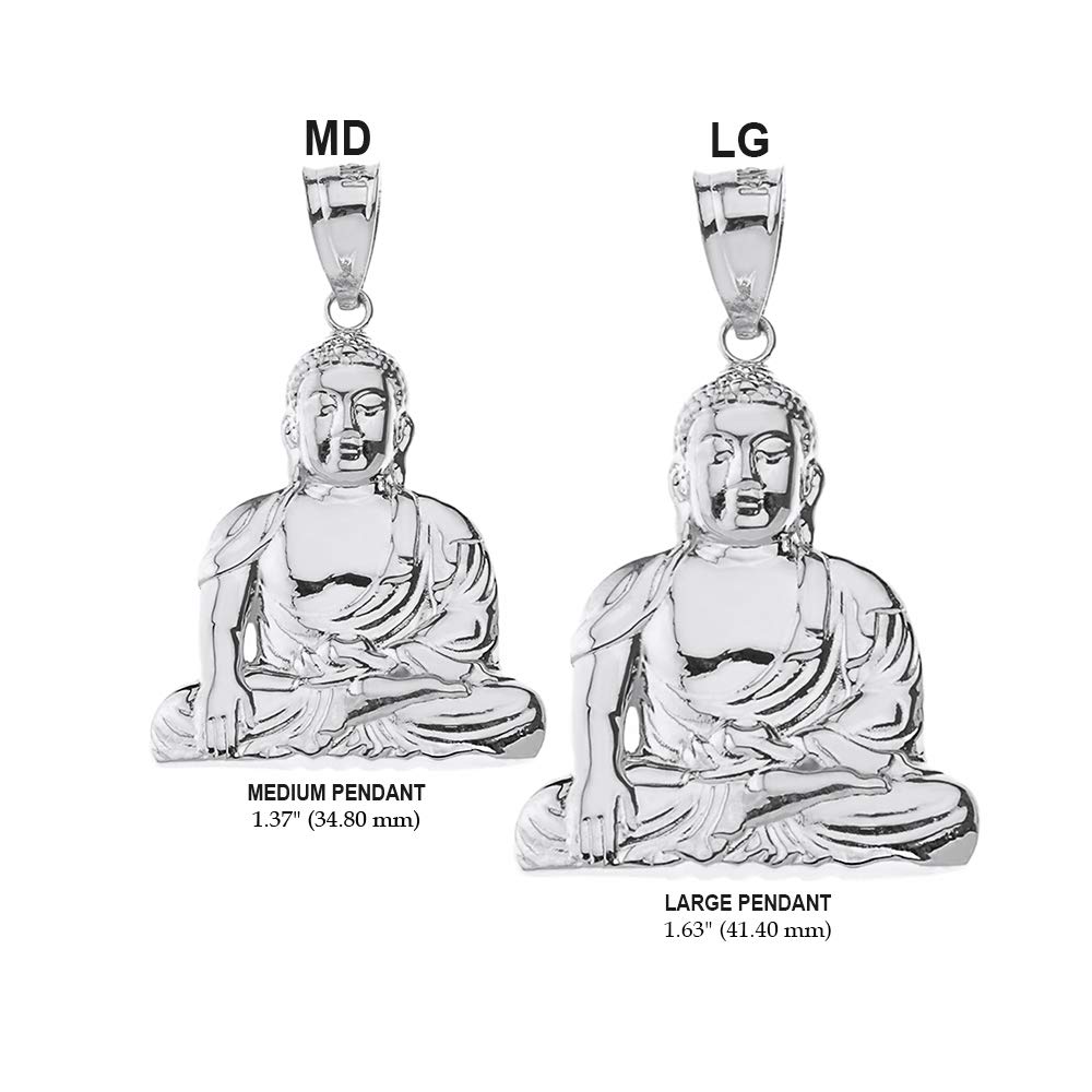 925 Sterling Silver Buddhist Meditation Zen Buddha Pendant Necklace - 1.37
